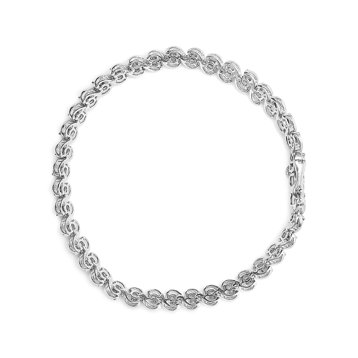 .925 Sterling Silver 1/4 Cttw Miracle Set Diamond and Beaded 7.25" Tennis Bracelet (I-J Color, I2-I3 Clarity) - Bijoux-NYC Direct