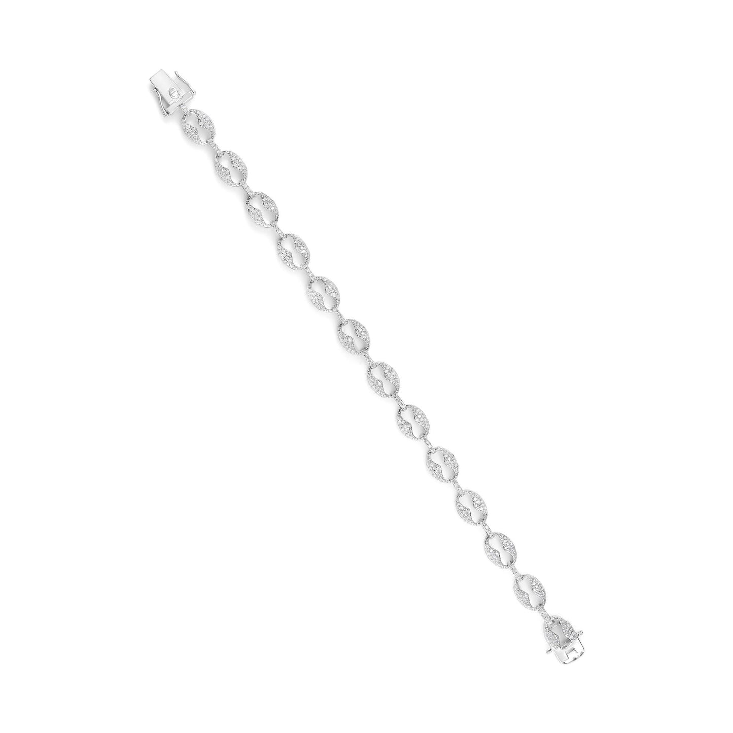 14K White Gold 1 1/2 Cttw Round Diamond Set Link Bracelet (I-J Color, I1-I2 Clarity) - 7" - Bijoux-NYC Direct
