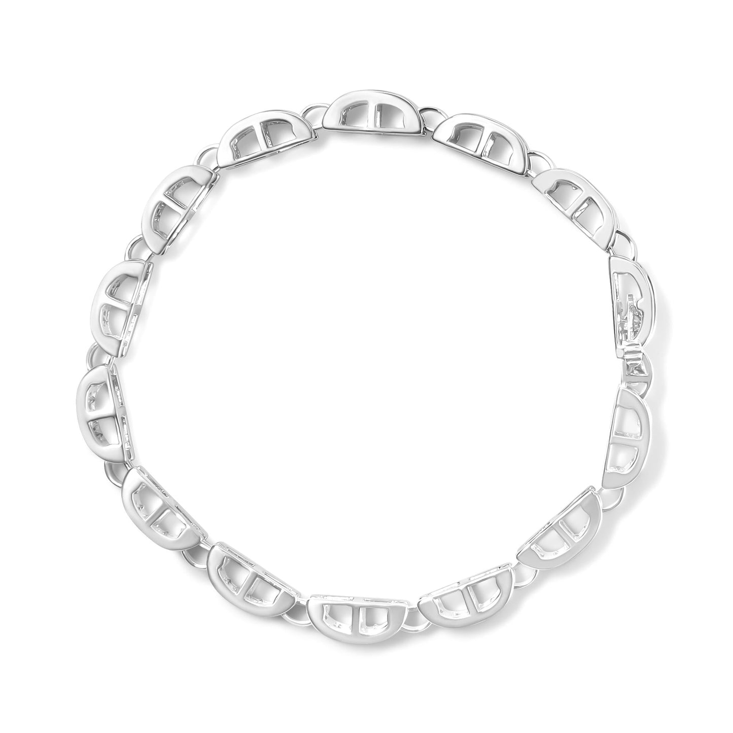 14K White Gold 3.0 Cttw Invisible Set Princess Cut Diamond Link and Buckle 7.25" Tennis Bracelet (I-J Color, I1-I2 Clarity) - Bijoux-NYC Direct