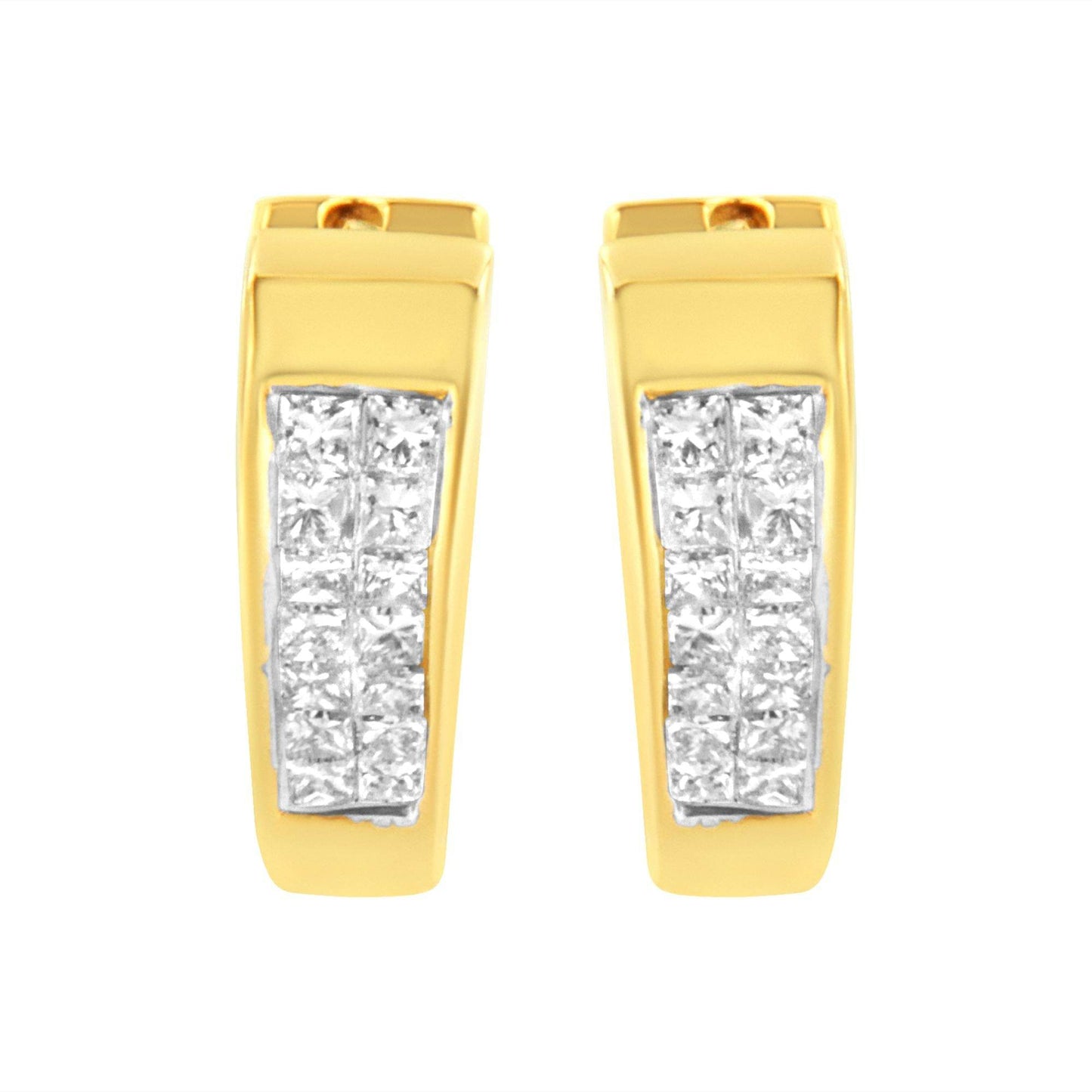 14K Yellow Gold Diamond Huggy Earrings (1/2 cttw, H-I Color, SI2-I1 Clarity) - Bijoux-NYC Direct