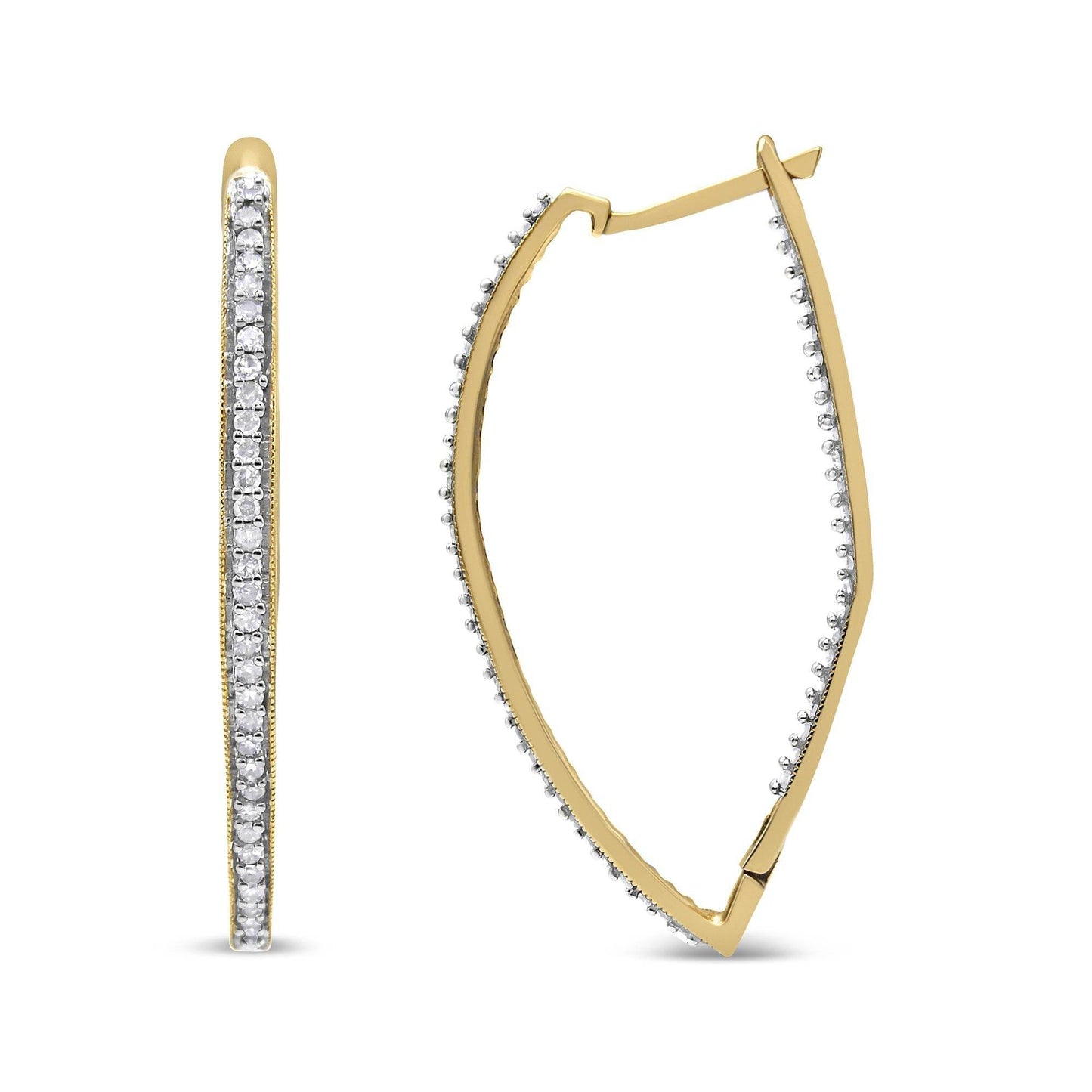 10k Yellow Gold Round Cut Diamond Earrings (1 cttw, I-J Color, I2-I3 Clarity) - Bijoux-NYC Direct