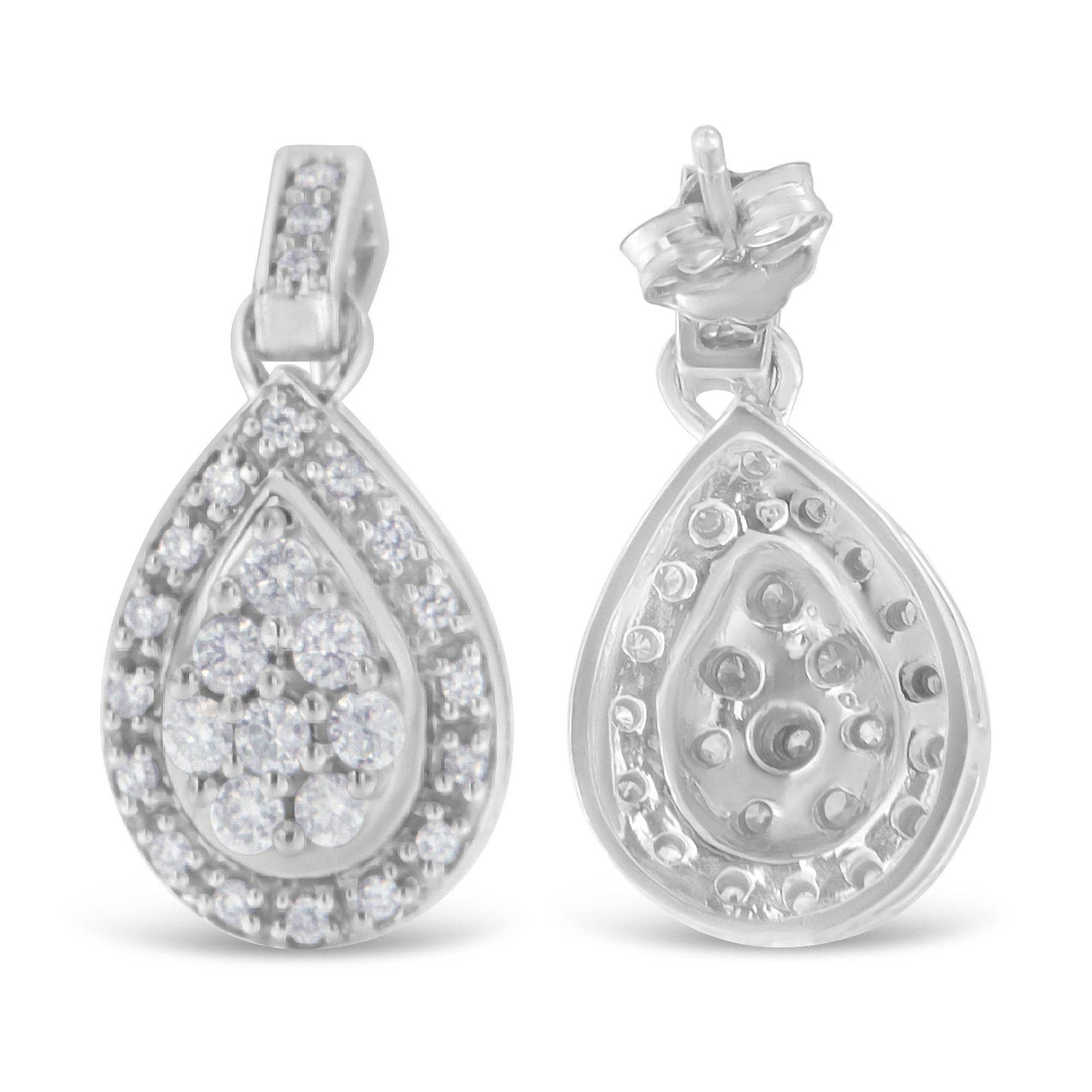 10k White Gold Round Cut Diamond Earrings (0.75 cttw, H-I Color, I1-I2 Clarity) - Bijoux-NYC Direct