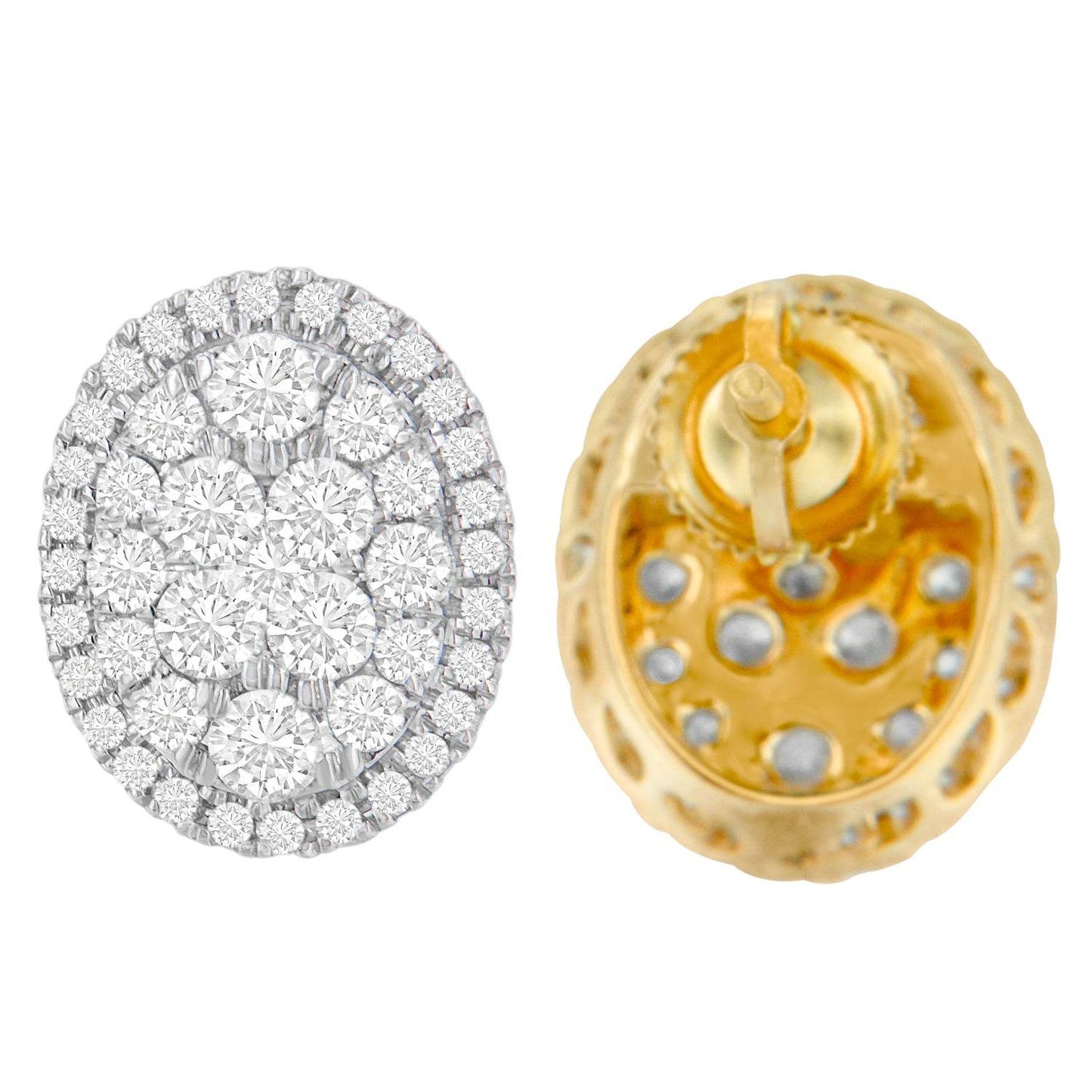 14K Yellow Gold 1 3/4 cttw Round Cut Diamond Earrings (H-I, I1-I2) - Bijoux-NYC Direct
