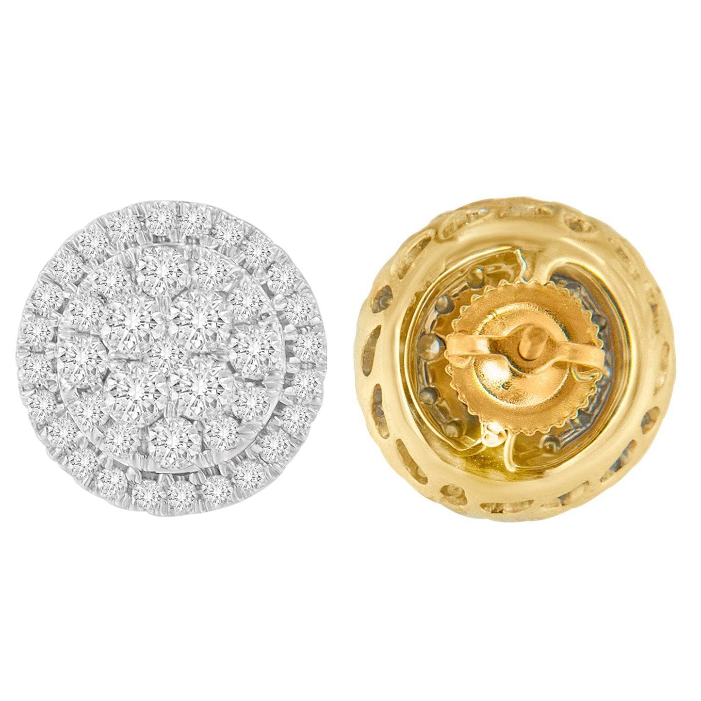 10K Yellow Gold Round Cut Diamond Earrings (1.5 cttw, H-I Color, I2-I3 Clarity) - Bijoux-NYC Direct