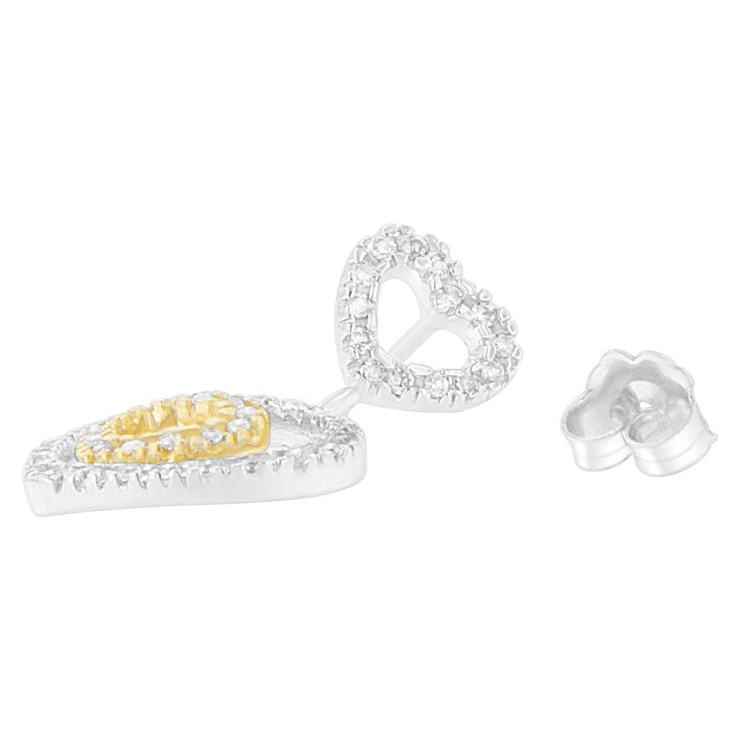 14K Two Toned 1/2 cttw Round Cut Diamond Earrings (H-I, SI1-SI2) - Bijoux-NYC Direct