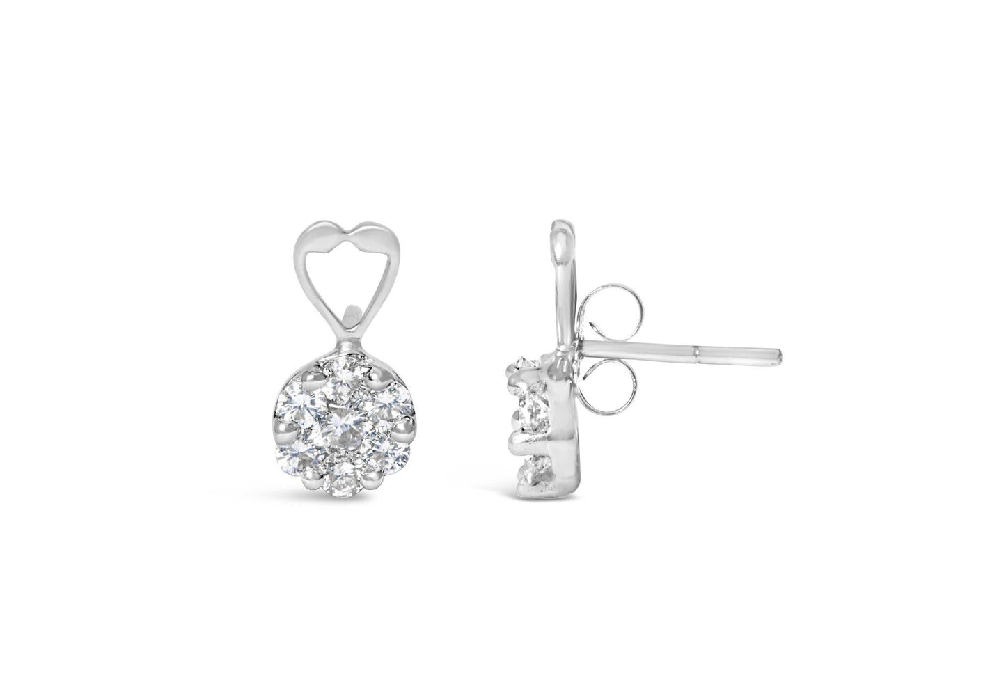 14K White Gold 1 1/4 cttw Round Cut Diamond Earrings (H-I, I1-I2) - Bijoux-NYC Direct