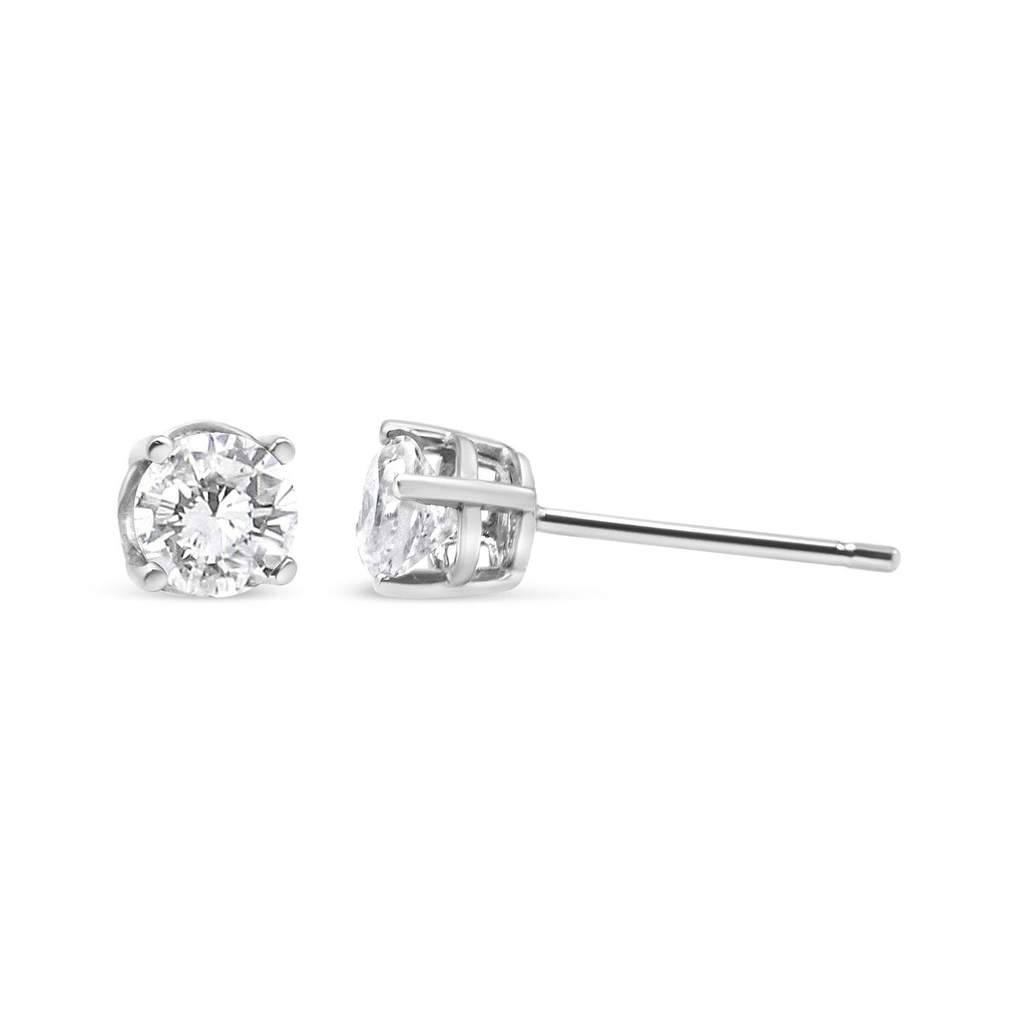 14K White Gold 3/4 Cttw Lab Grown Diamond 4-Prong Classic Stud Earrings (F-G Color, VS2-SI1 Clarity) - Bijoux-NYC Direct
