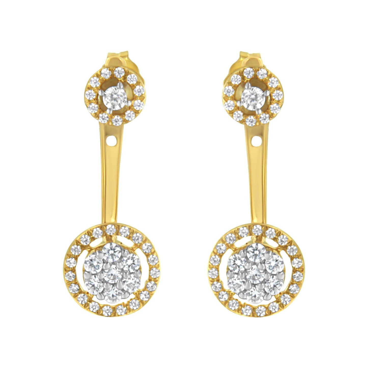 14K Yellow Gold Plated .925 Sterling Silver 5/8 Cttw Diamond Removable Stud and Dangle Earrings (I-J Color, I2-I3) - Bijoux-NYC Direct