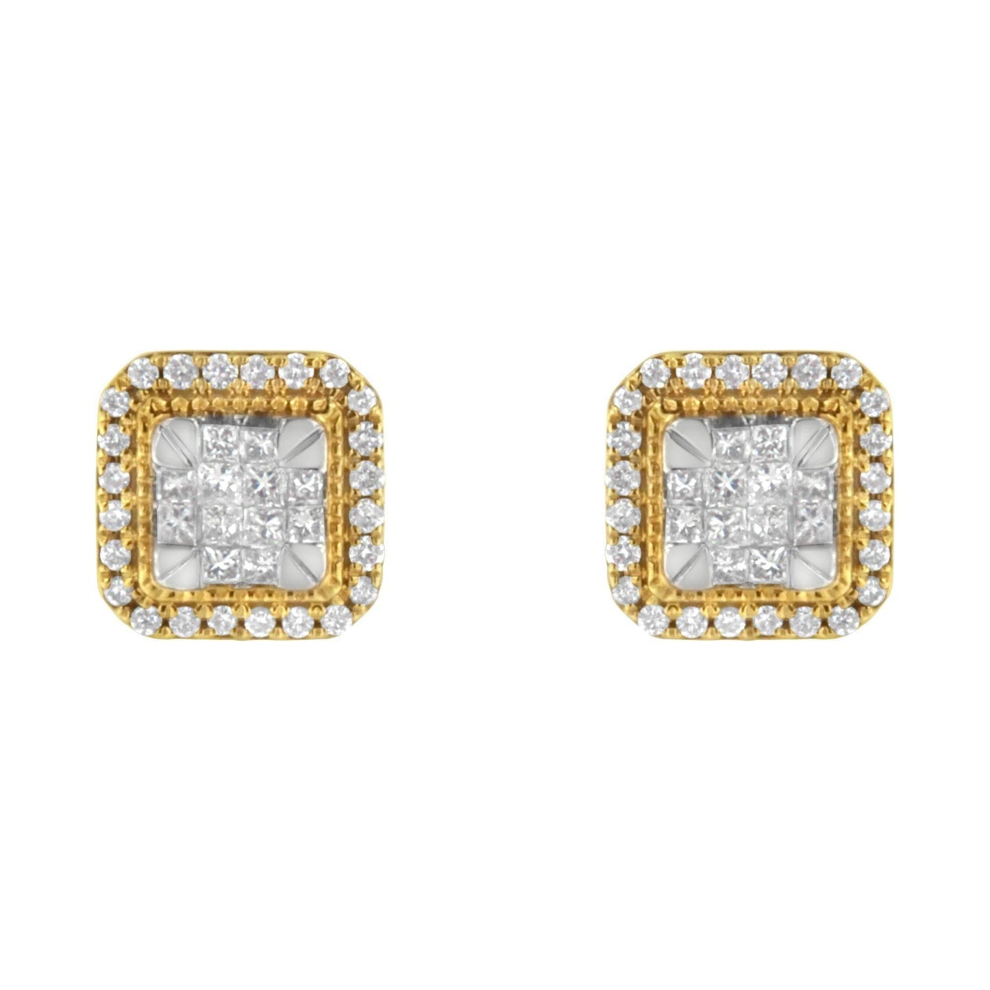 10KT Yellow Gold Diamond Stud Earrings (1/2 cttw, H-I Color, SI2-I1 Clarity) - Bijoux-NYC Direct
