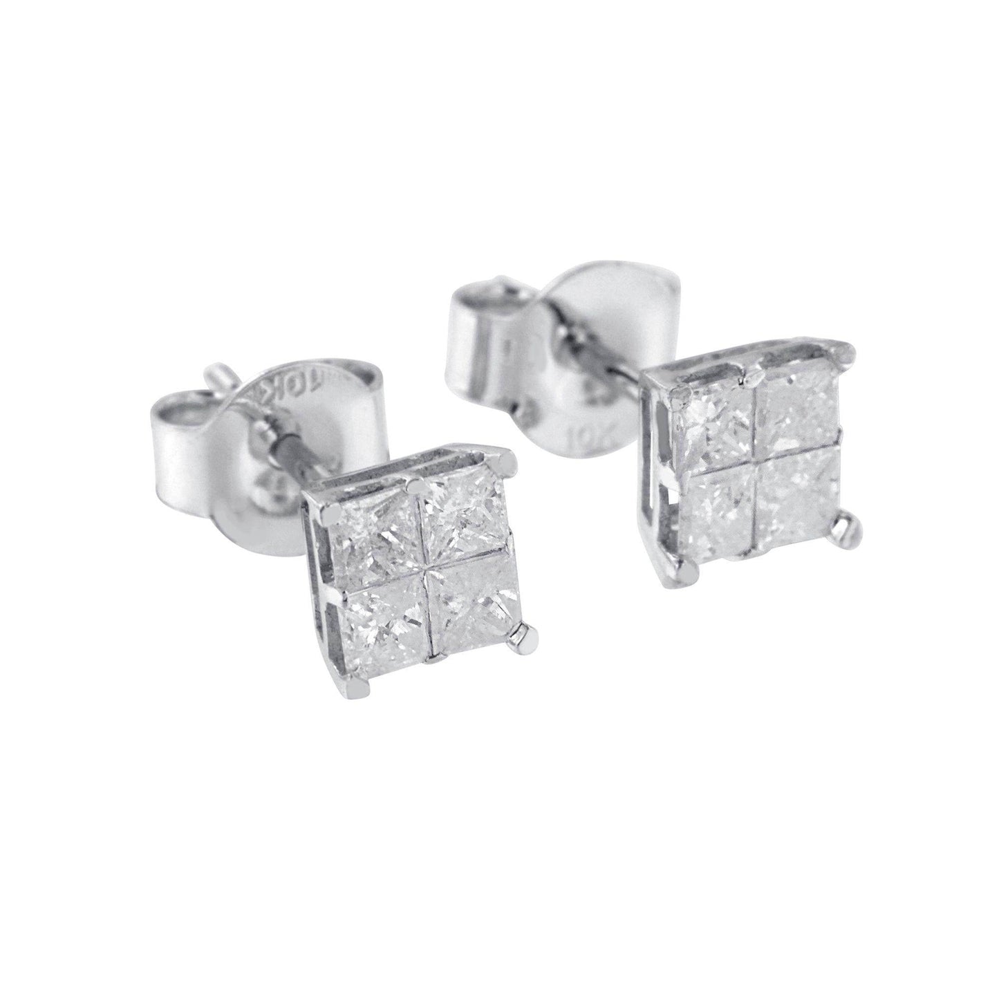 10k White Gold Diamond Stud Earrings (0.60 cttw, I-J Color, I2-I3 Clarity) - Bijoux-NYC Direct
