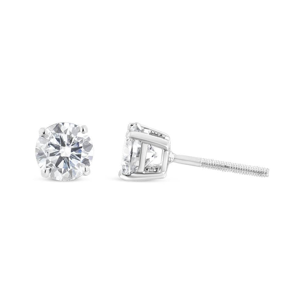 14K White Gold 1 1/2 Cttw Lab Grown Diamond Solitaire Stud Earrings with Screwbacks (F-G Color, VS2-SI1 Clarity) - Bijoux-NYC Direct
