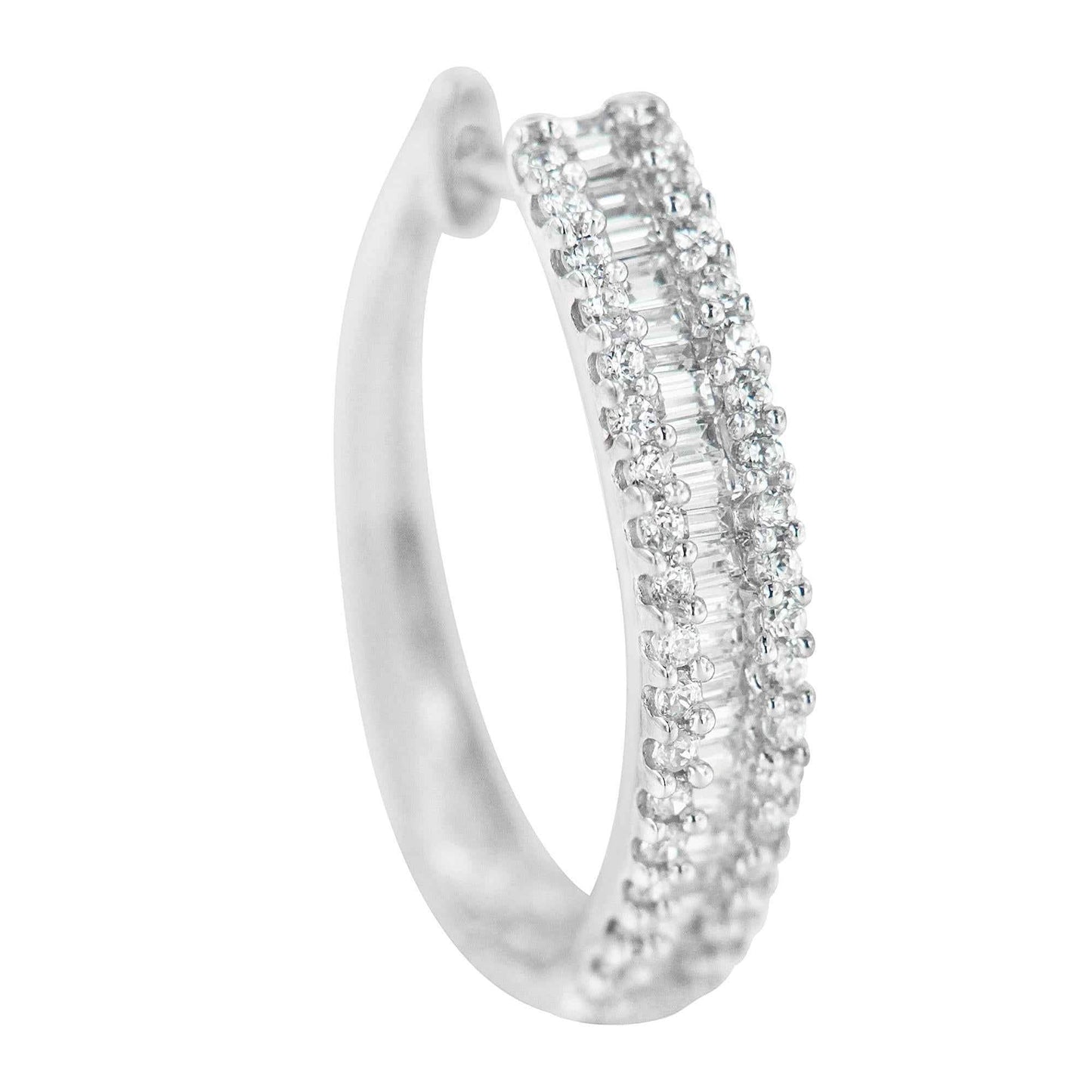 10K White Gold Diamond Hoop Earrings (3/4 cttw, I-J Color, I2-I3 Clarity) - Bijoux-NYC Direct