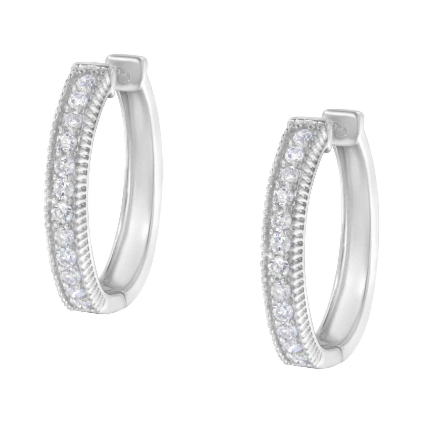 10KT White Gold Diamond Hoop Earring (1.00 cttw, H-I Color, I1-I2 Clarity) - Bijoux-NYC Direct