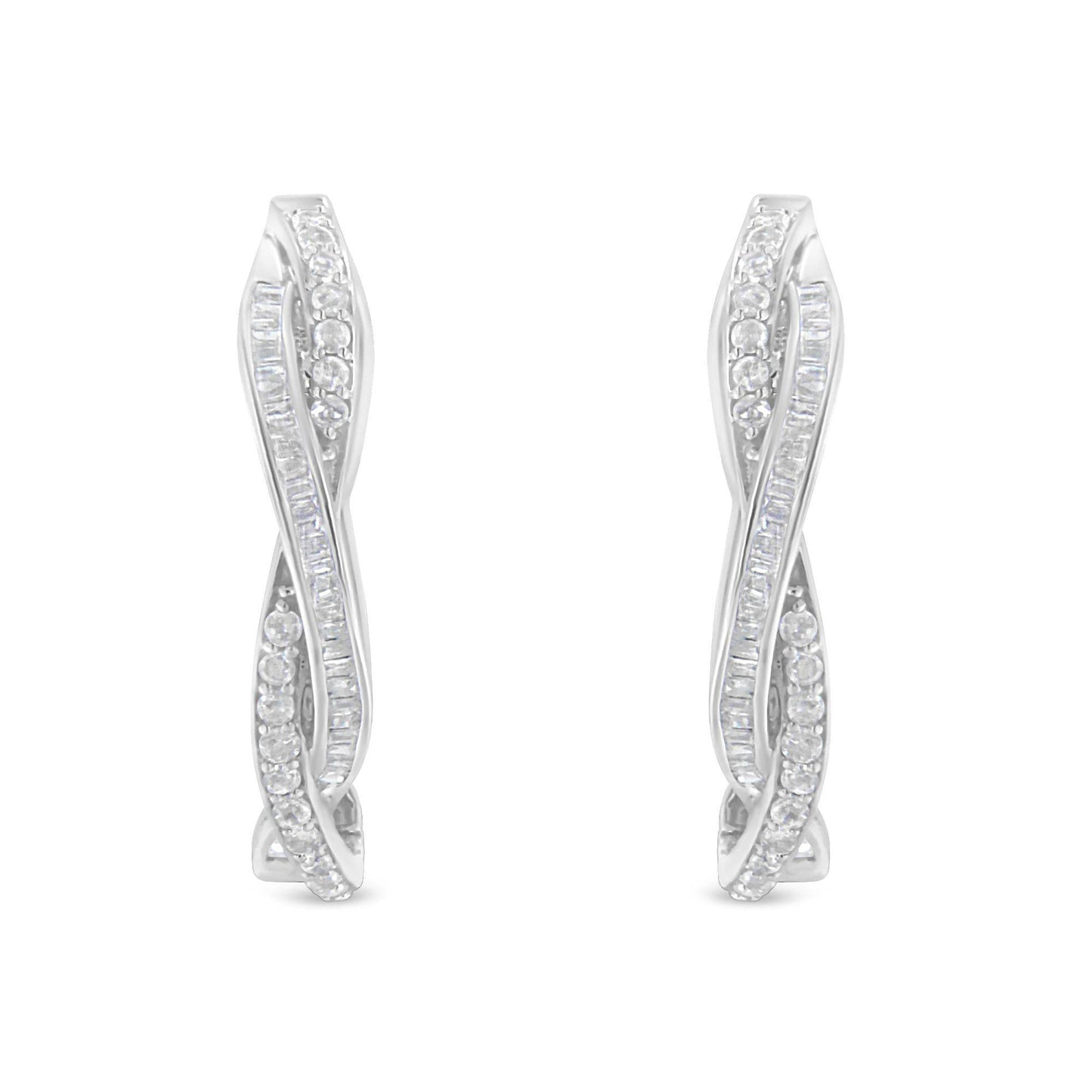 Sterling-Silver Diamond Hoop Earring (0.75 cttw, I-J Color, I2-I3 Clarity) - Bijoux-NYC Direct