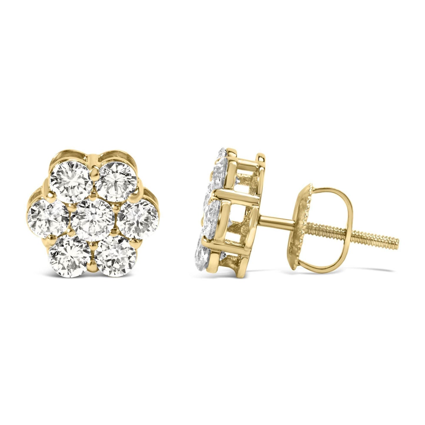 14K White Gold 1 1/2 cttw Prong Set Round-Cut Diamond Floral Cluster Stud Earrings (I-J Color, SI1-SI2 Clarity) - Bijoux-NYC Direct