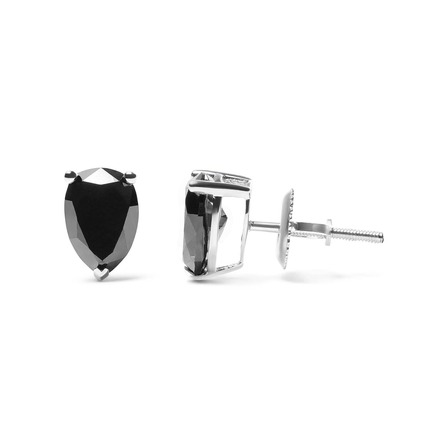 14K White Gold 2.00 Cttw Pear Cut Black Diamond Stud Earrings - Bijoux-NYC Direct