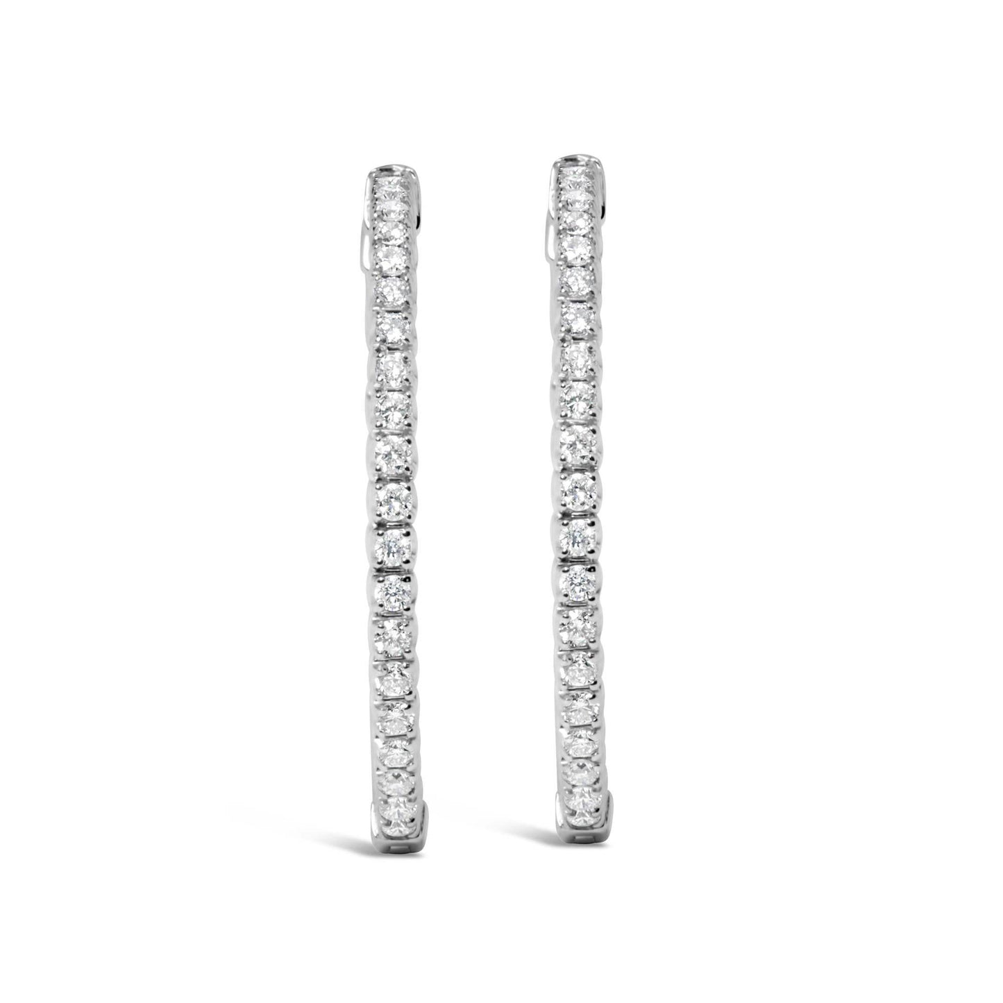 14K White Gold 1 3/4 Cttw Lab Grown Diamond Inside Out Hoop Earrings (G-H Color, VS2-SI1 Clarity) - Bijoux-NYC Direct