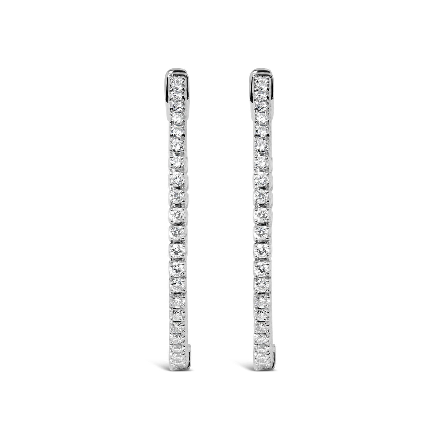 14K White Gold 1 1/2 Cttw Lab Grown Diamond Inside Out Hoop Earrings (G-H Color, VS2-SI1 Clarity) - Bijoux-NYC Direct