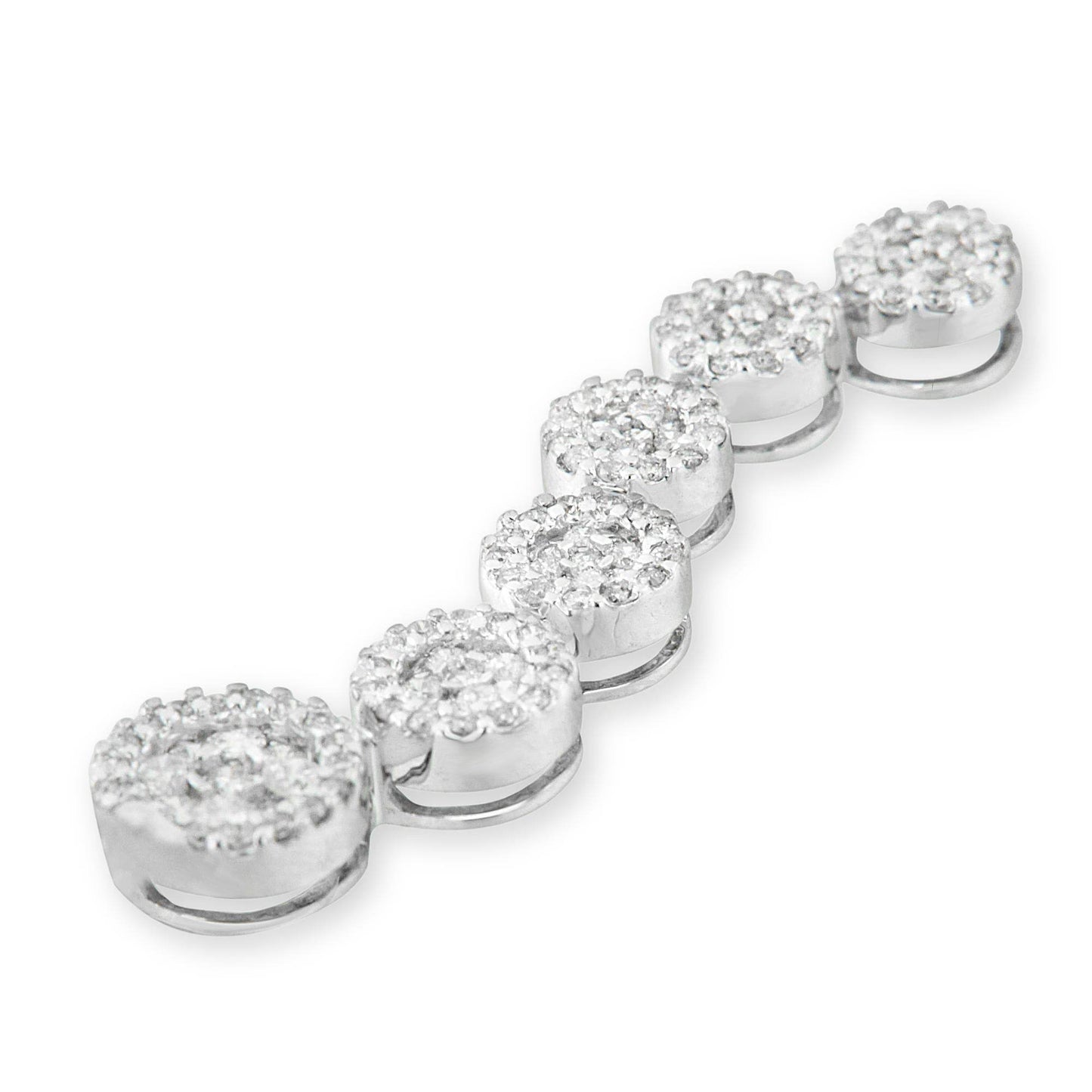 14K White Gold 1 cttw Diamond Cluster Journey Pendant Necklace (H-I, I1-I2) - Bijoux-NYC Direct