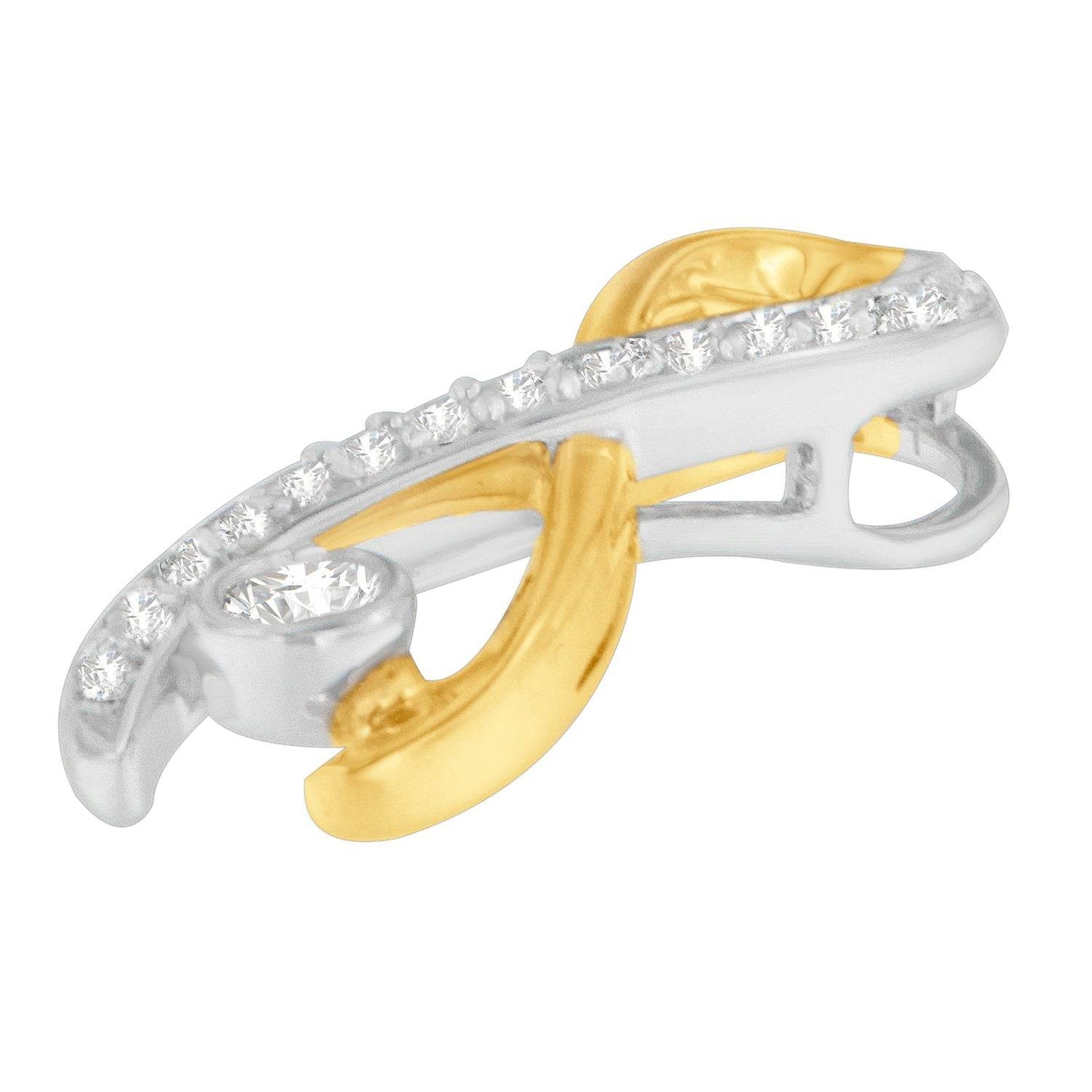 10K Two-Tone Gold 1/5 cttw Diamond Radiant Ribbon Pendant Necklace (H-I, I1-I2) - Bijoux-NYC Direct
