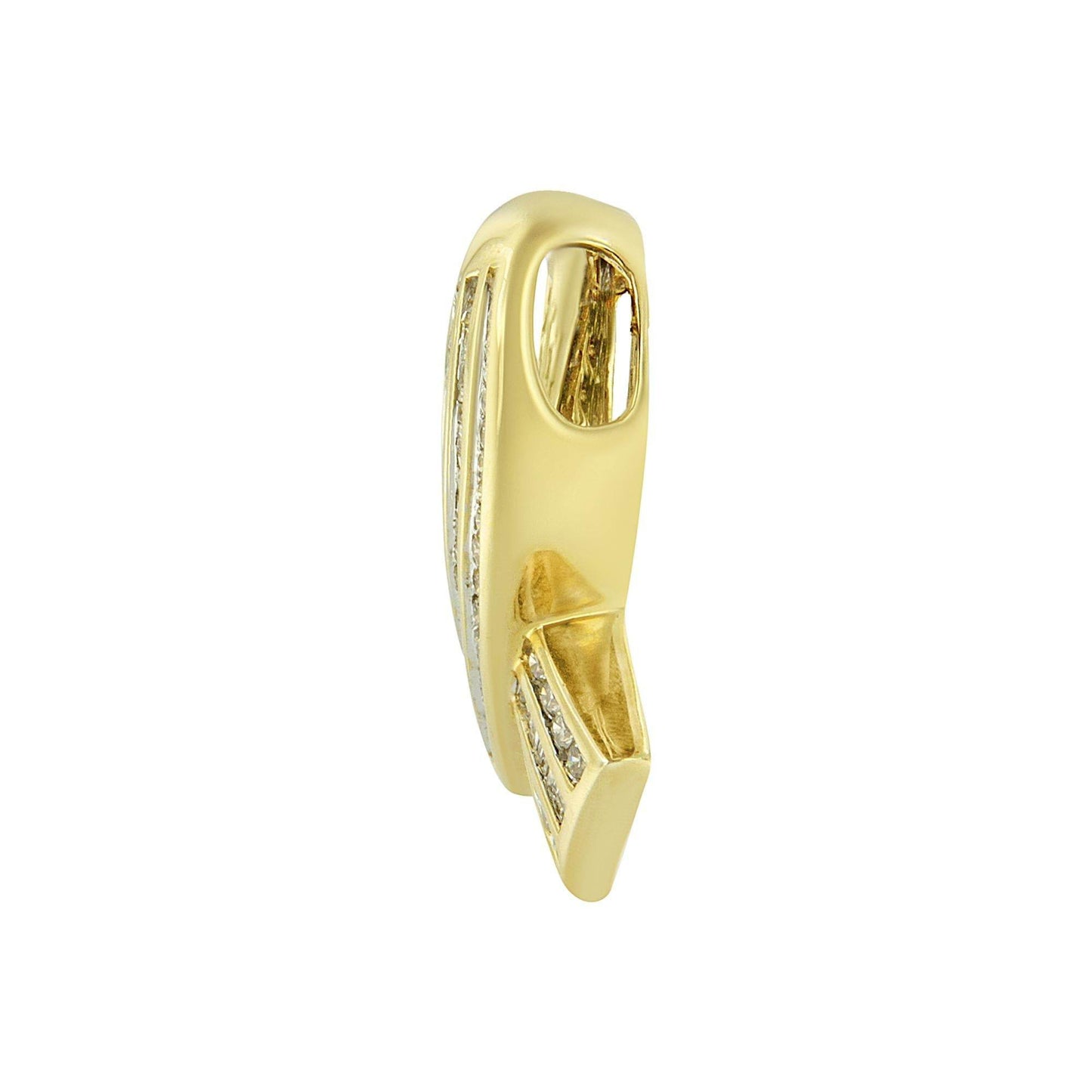 14K Yellow Gold 2 5/8 cttw Channel Set White Diamond Awareness Ribbon Pendant Necklace (G-H Color, VS1-VS2 Clarity) - NO CHAIN - Bijoux-NYC Direct