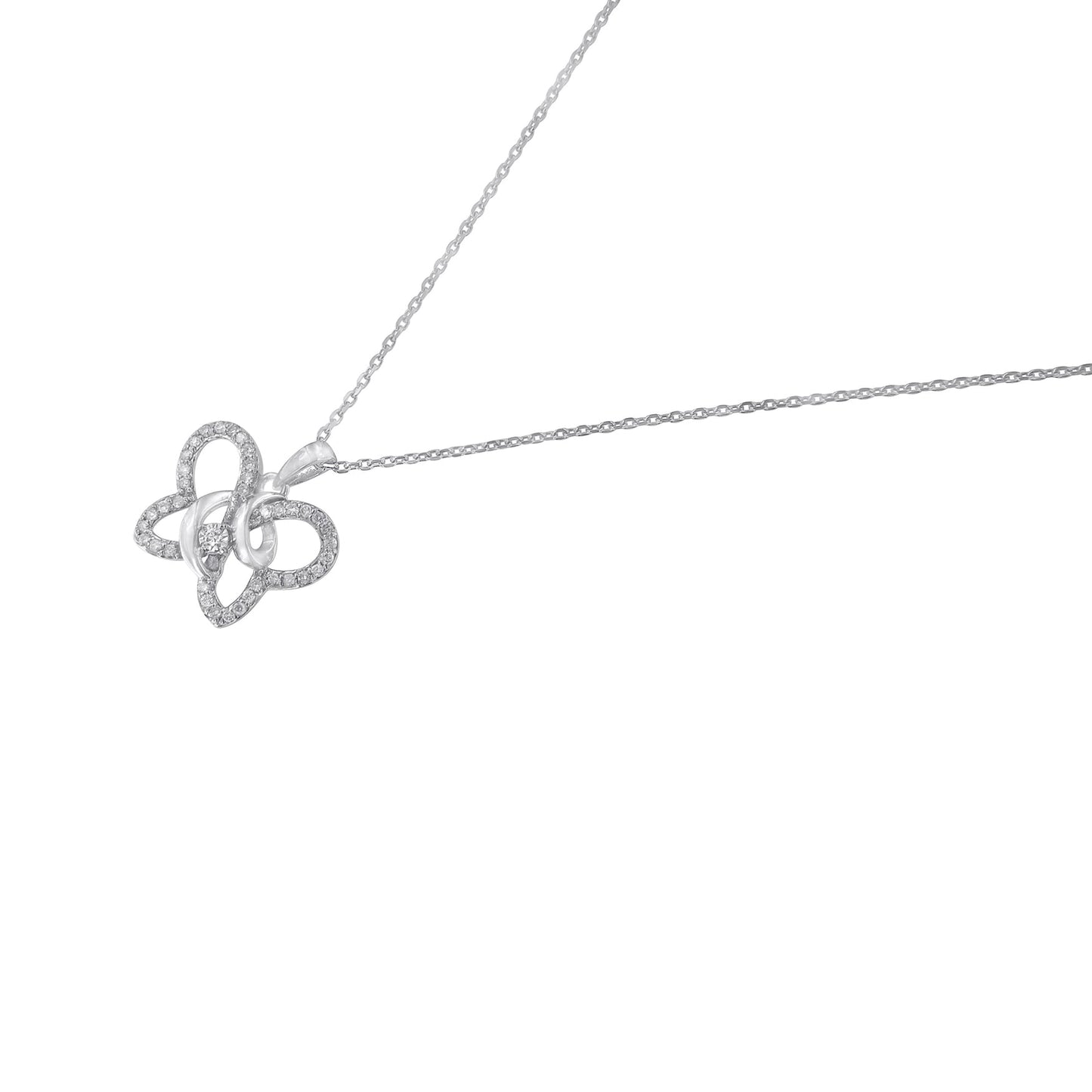 .925 Sterling Silver 1/4 cttw Prong-Set Diamond Butterfly 18" Pendant Necklace (H-I Color, I1-I2 Clarity) - Bijoux-NYC Direct