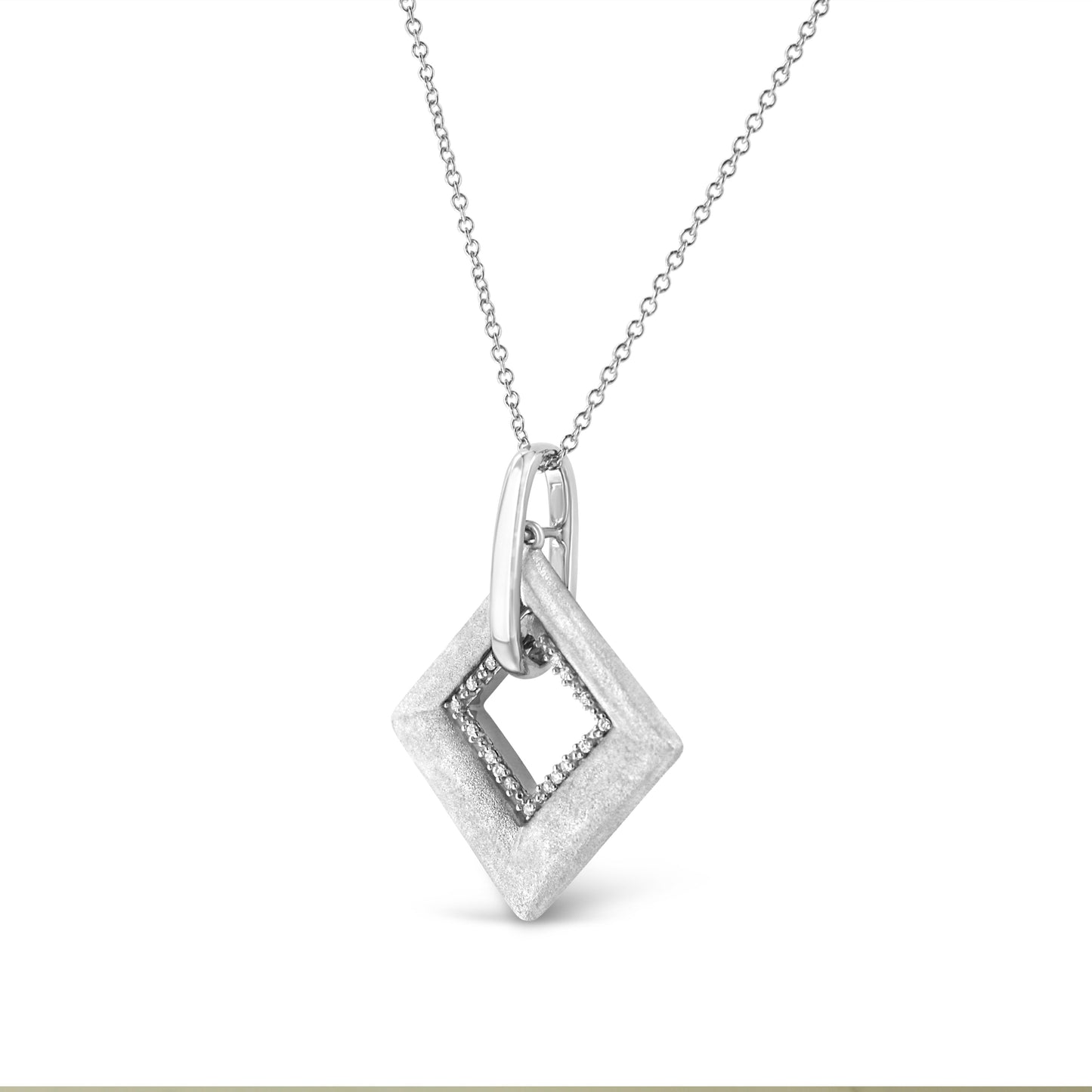 .925 Sterling Silver Pave-Set Diamond Accent Kite Shape 18" Pendant Necklace (I-J Color, I1-I2 Clarity) - Bijoux-NYC Direct