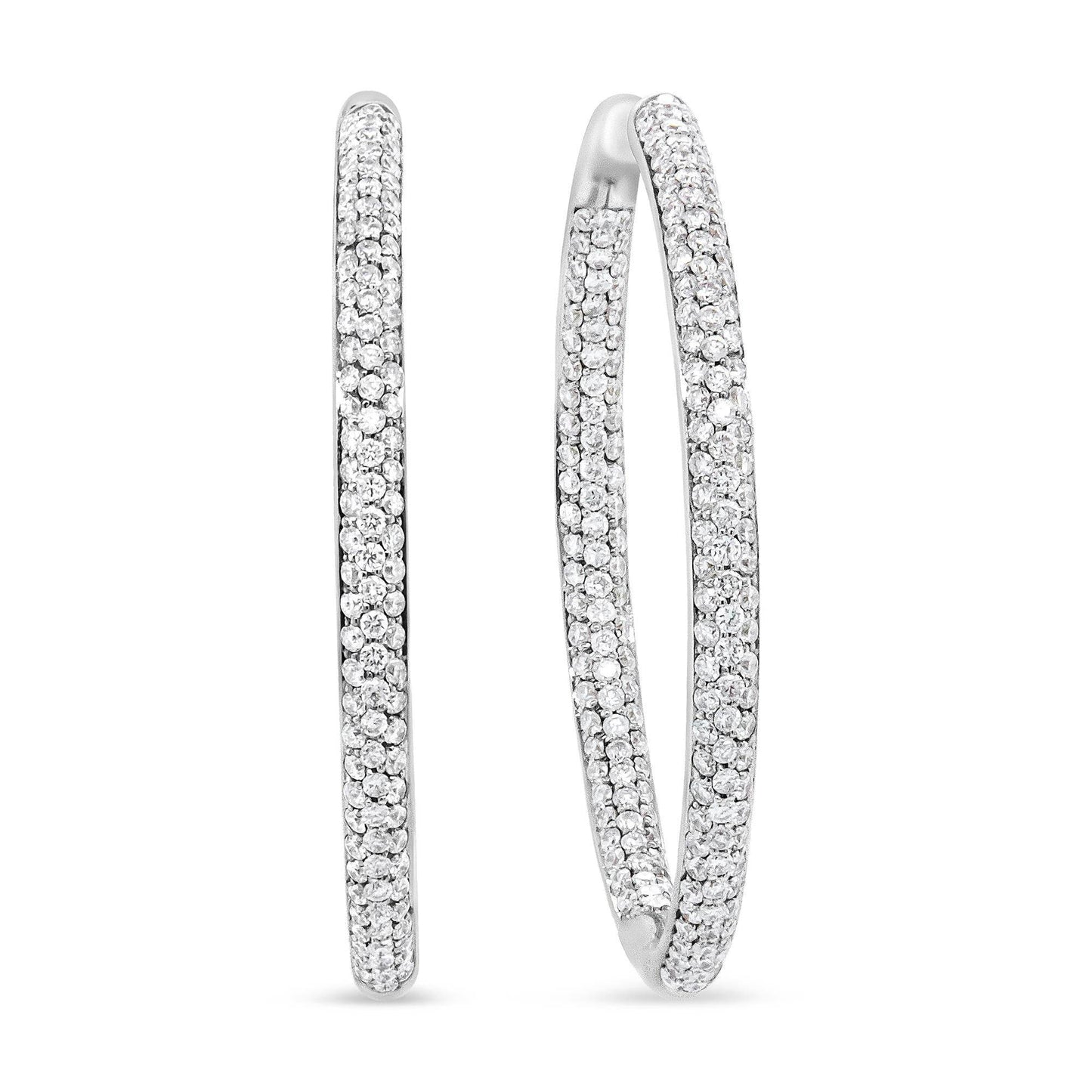 18K White Gold 2.00 Cttw Round-Cut Diamond Inner-Outer Hoop Earrings (F-G Color, VS1-VS2 Clarity) - Bijoux-NYC Direct