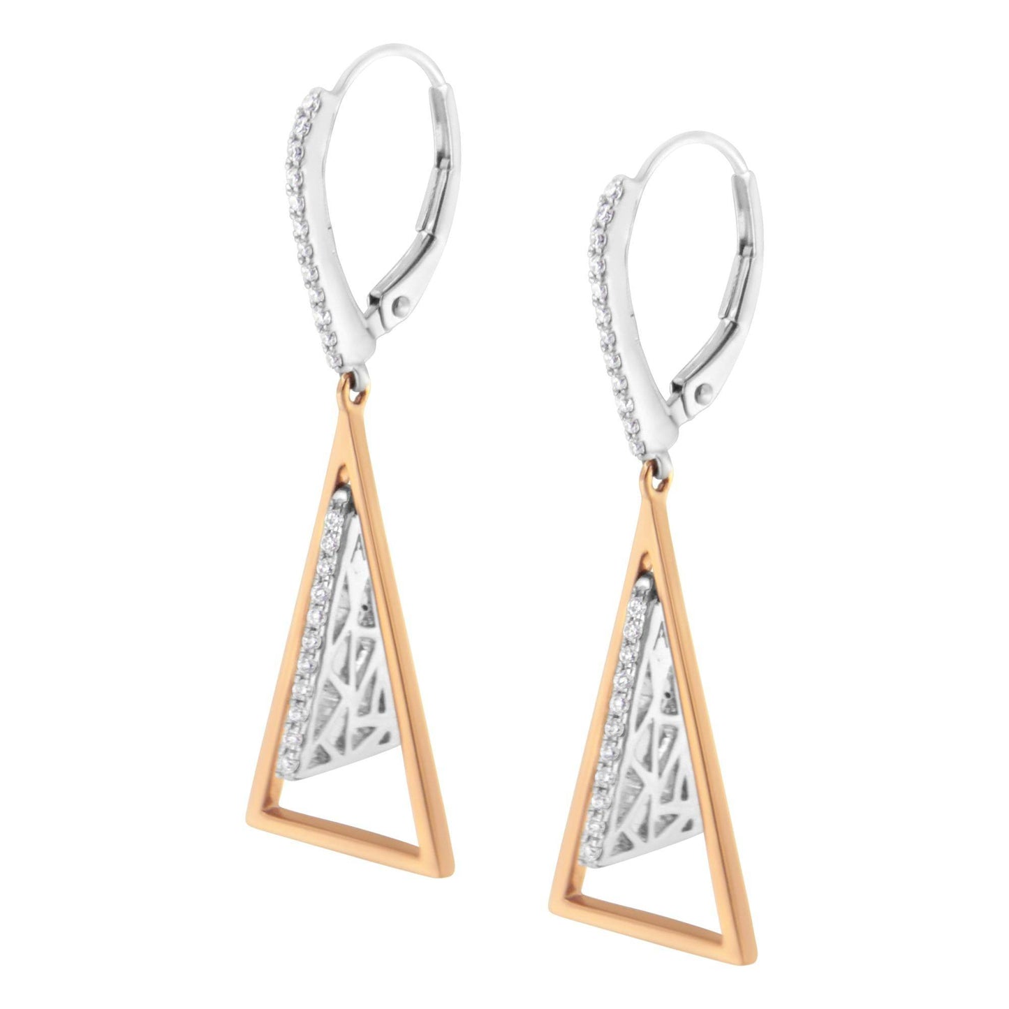 14K Rose and White Gold 3/8 Cttw Diamond Windchime Drop and Dangle Earring (G-H Color, SI1-SI2 Clarity) - Bijoux-NYC Direct