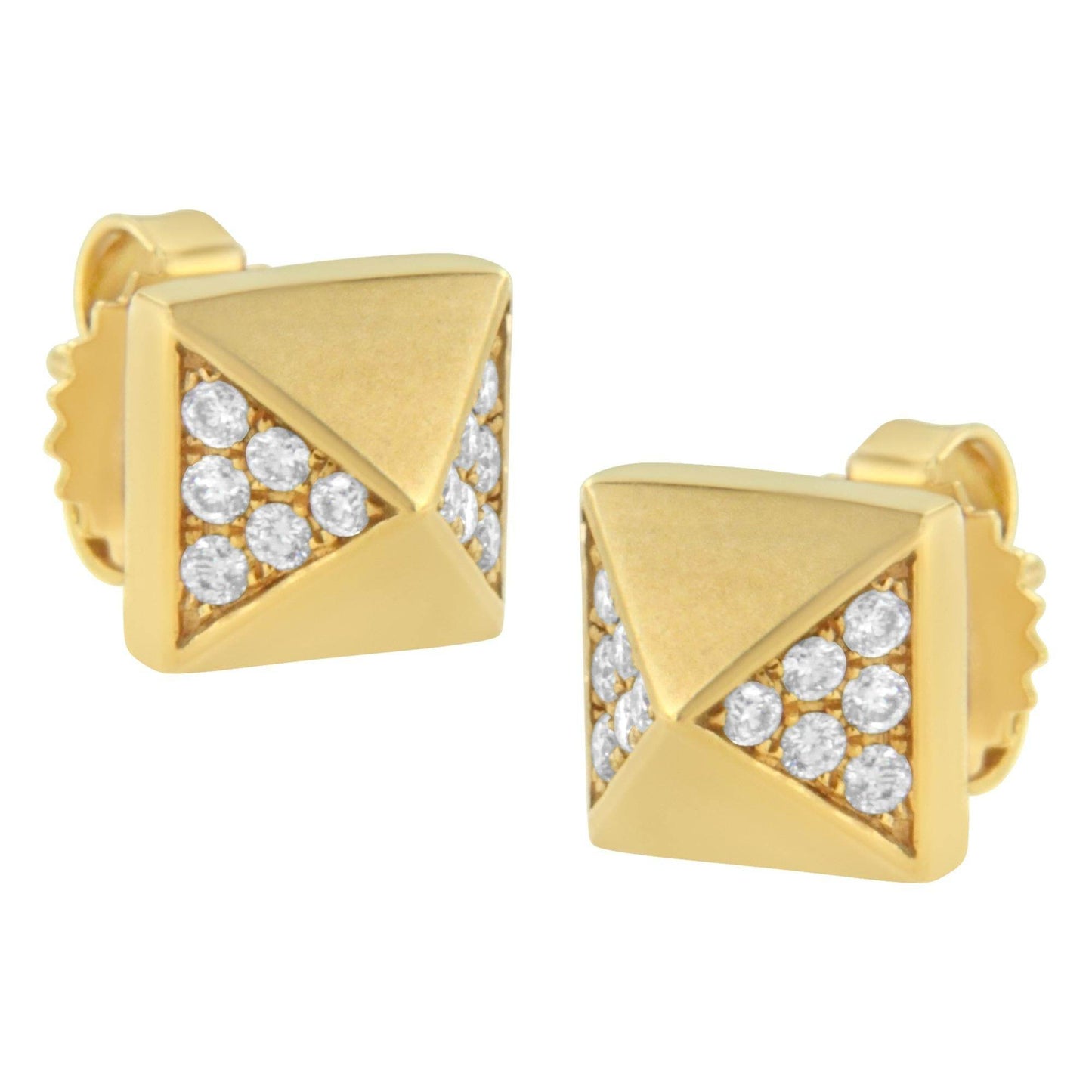 14K Yellow Gold 1/4 Cttw Diamond Pyramid Stud Earring (G-H Color, SI1-SI2 Clarity) - Bijoux-NYC Direct