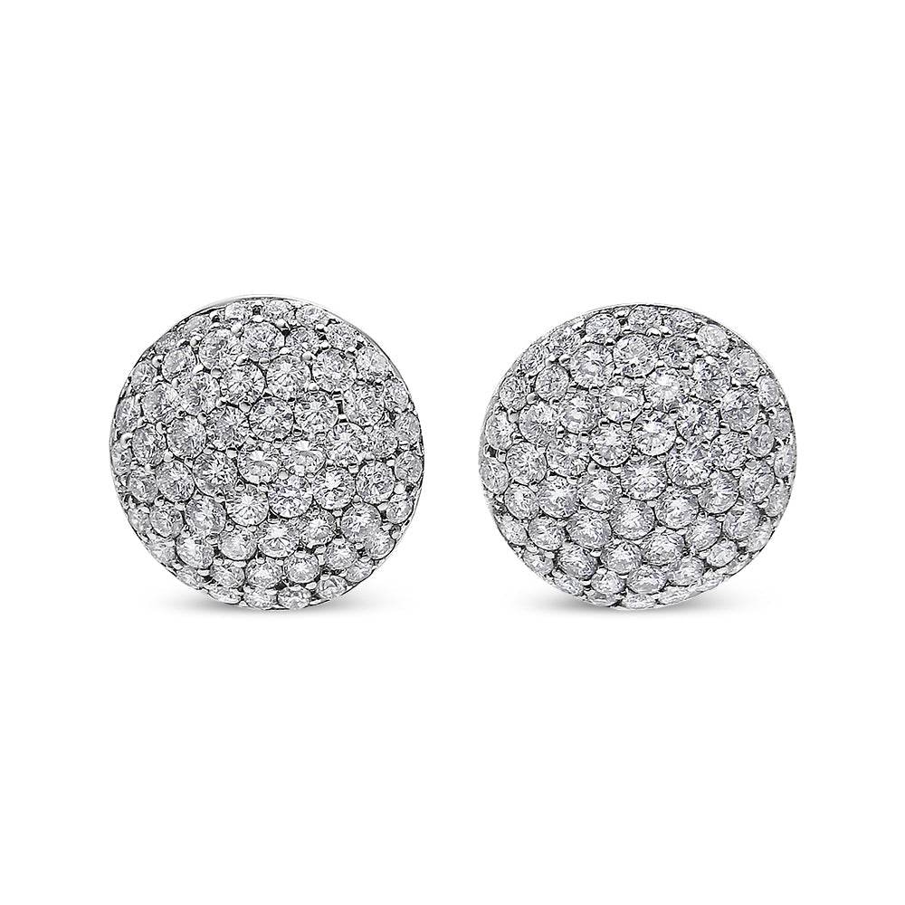 18K White Gold 3 1/2 Cttw Shared Prong Set Diamond Cluster Composite Disc Stud Earrings (F-G Color, VS1-VS2 Clarity) - Bijoux-NYC Direct
