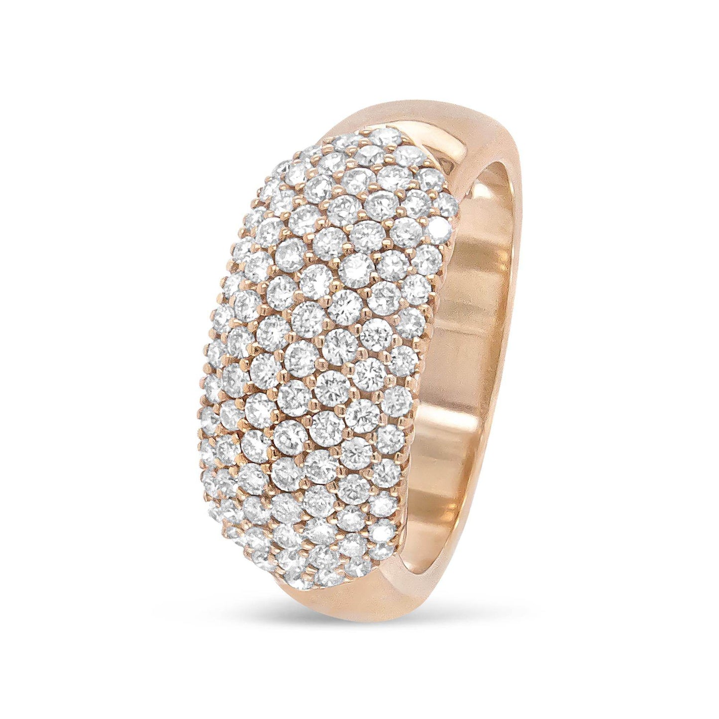 18K Rose Gold 1.00 Cttw Diamond Multi Row Dome Band Ring (F-G Color, VS1-VS2 Clarity) - Bijoux-NYC Direct