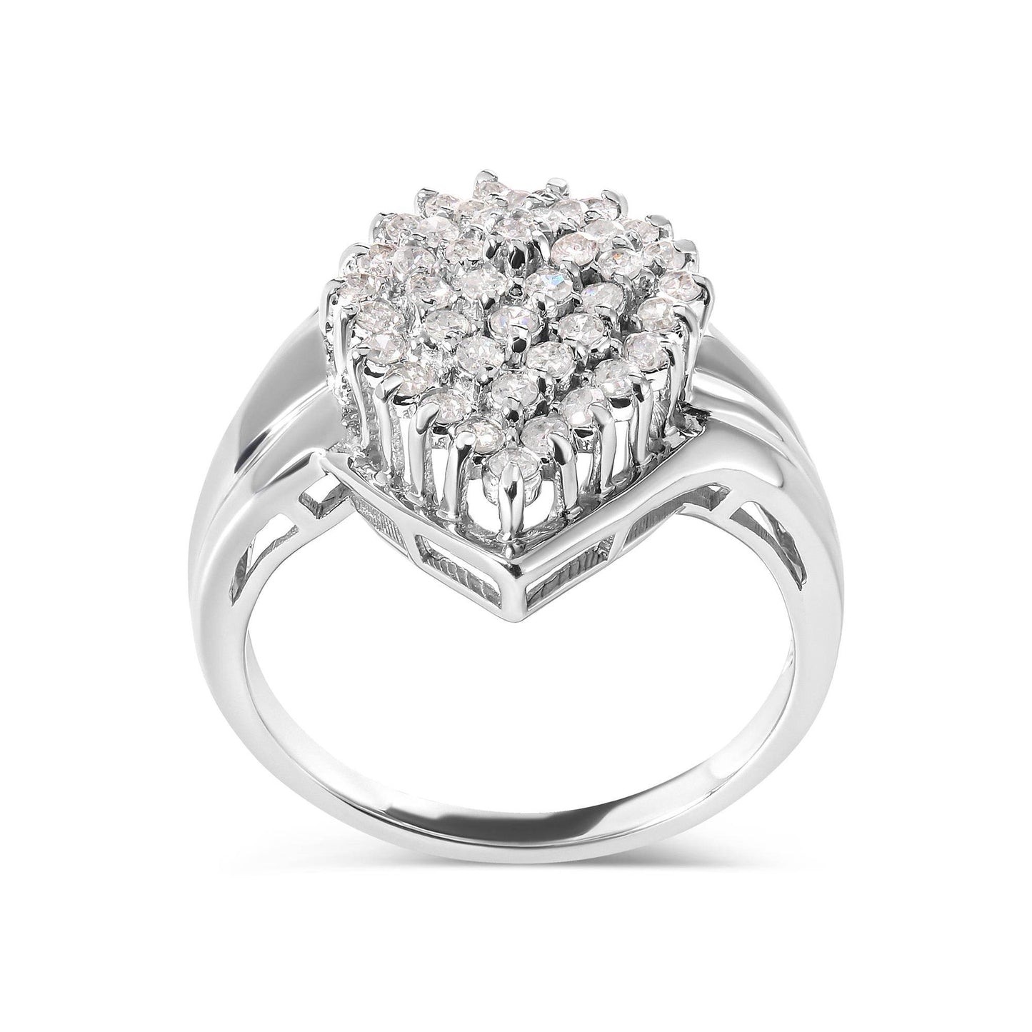 10K White Gold 1/2 Cttw Diamond Pear Shaped Cluster Ring (H-I Color, I1-I2 Clarity) - Bijoux-NYC Direct