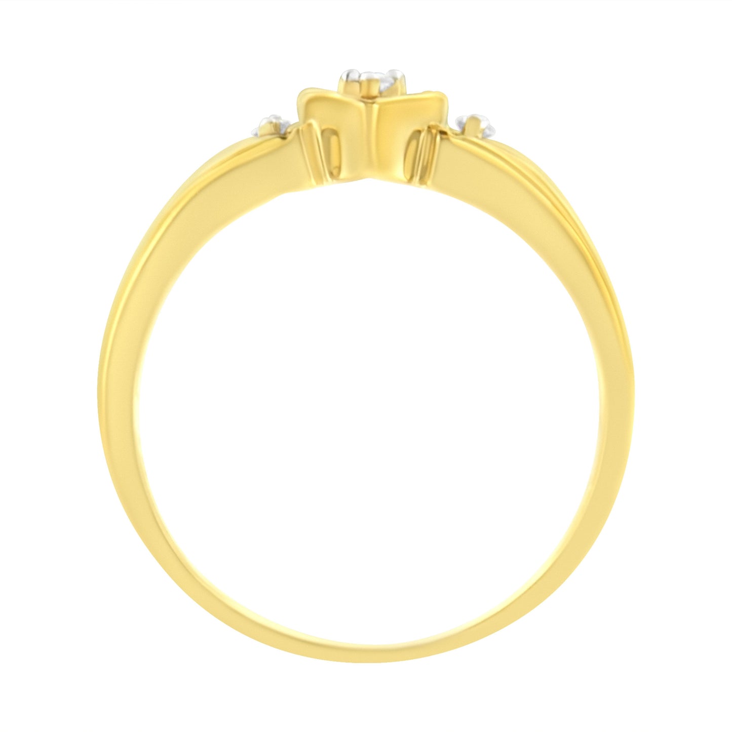 10KT Yellow Gold 1/20 cttw Diamond Triple Heart Diamond Ring (K-L, I1-I2) - Bijoux-NYC Direct