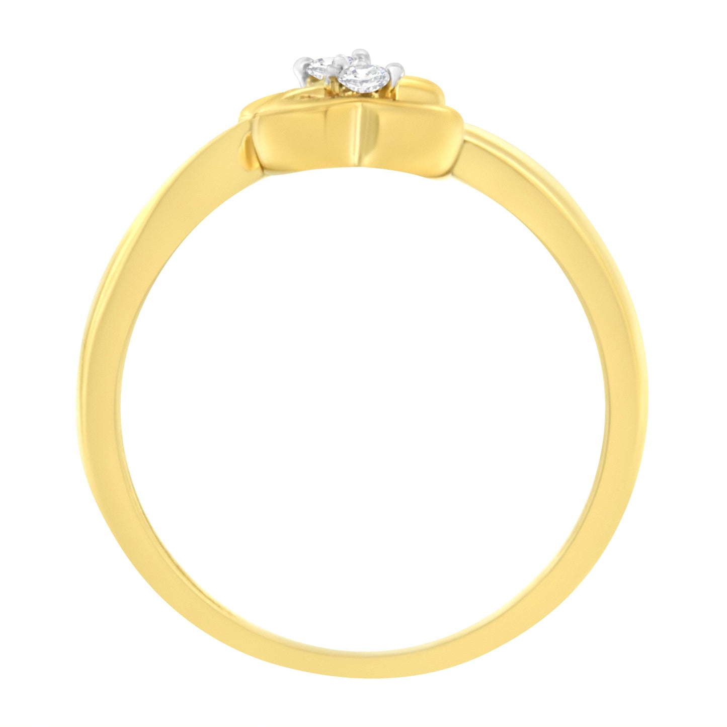 14KT Yellow Gold 1/20 ctw. Dual Heart Diamond Ring (K-L, I1-I2) - Bijoux-NYC Direct