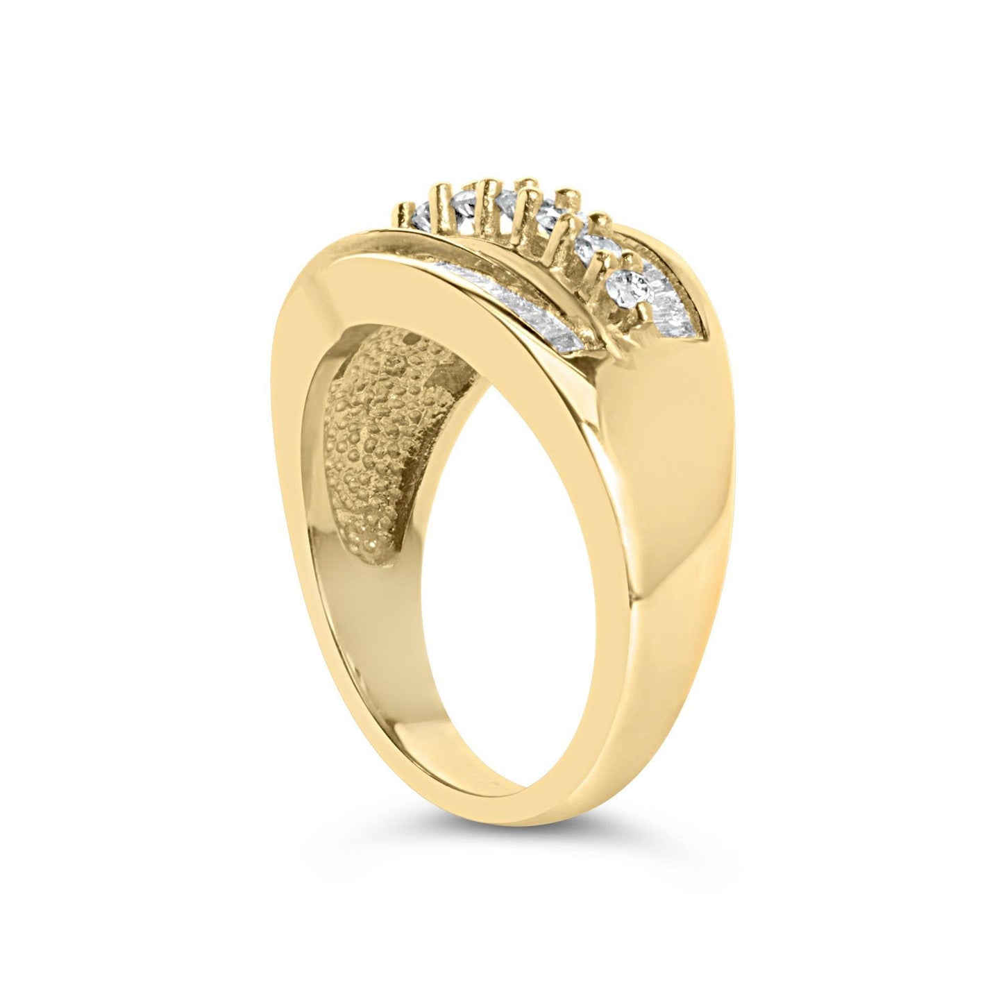 14K Yellow Gold 1.00 Cttw Diamond Cocktall Cluster 5 Stone Ring (H-I Color, SI1-I1 Clarity) - Ring Size 7 - Bijoux-NYC Direct