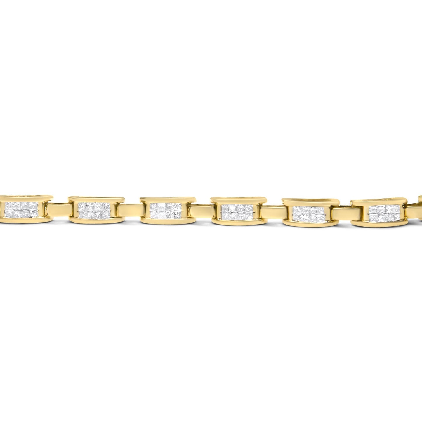 10K Yellow Gold 2.0 Cttw Invisible-Set Princess Cut Diamond Rectangular Link Bracelet (I-J Color, SI2-I1 Clarity) - 7" - Bijoux-NYC Direct