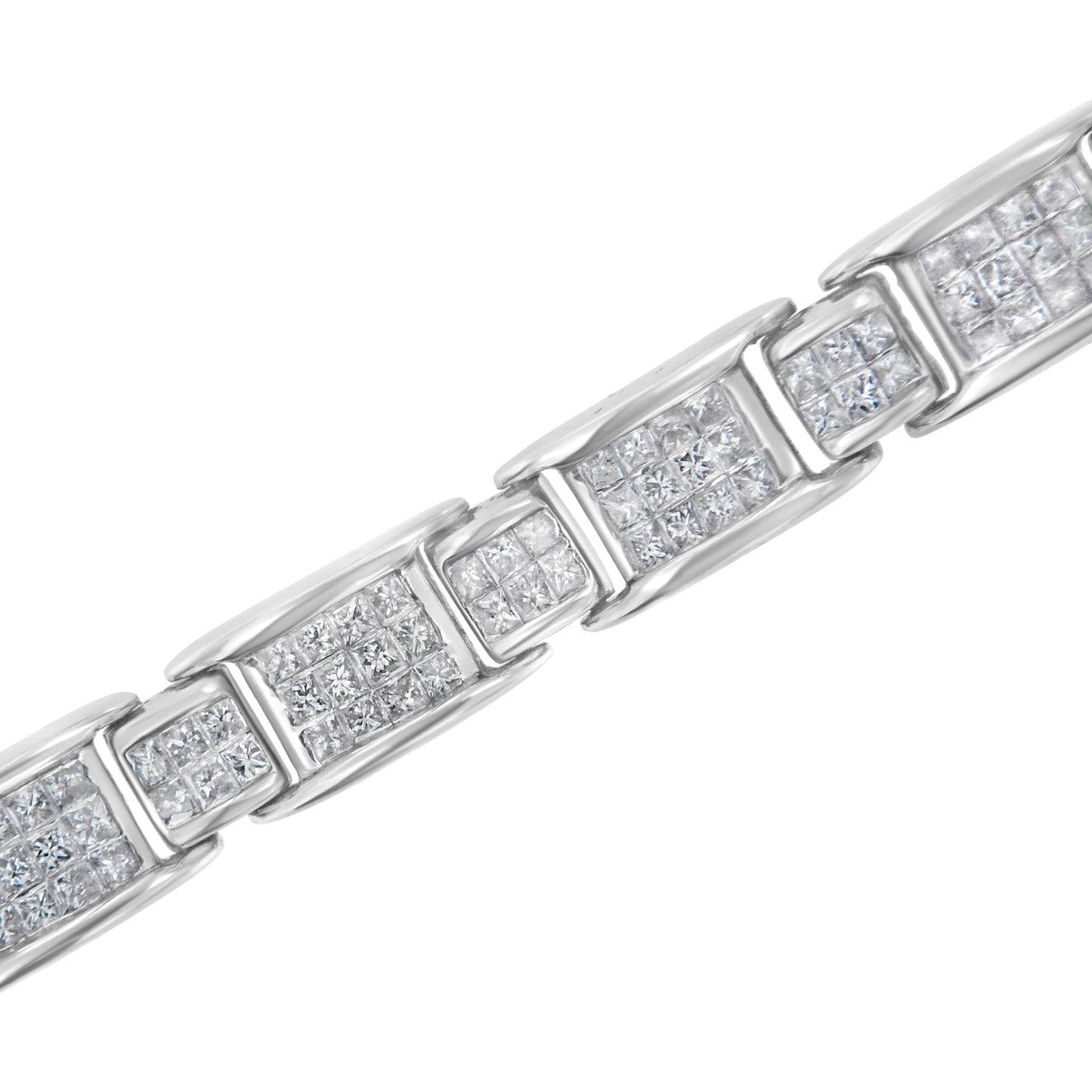 14K White Gold 5.0 Cttw Princess-Cut Diamond Rectangular Alternating Station 7" Tennis Bracelet (G-H Color, SI1-SI2 Clarity) - Bijoux-NYC Direct