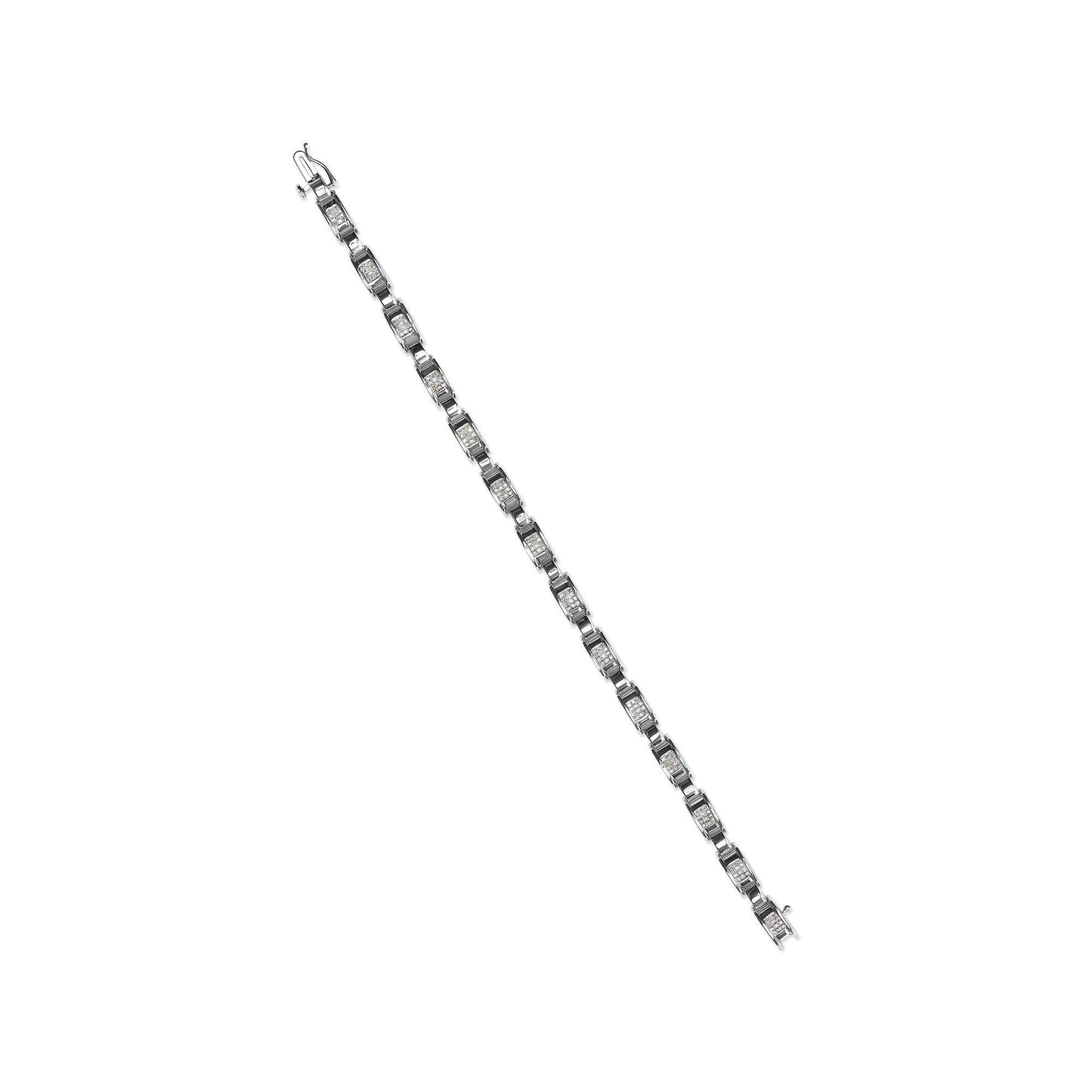 14K White Gold 1.00 Cttw Princess-Cut Diamond Link Bracelet (I-J Color, I1-I2 Clarity) - Size 7.25 - Bijoux-NYC Direct