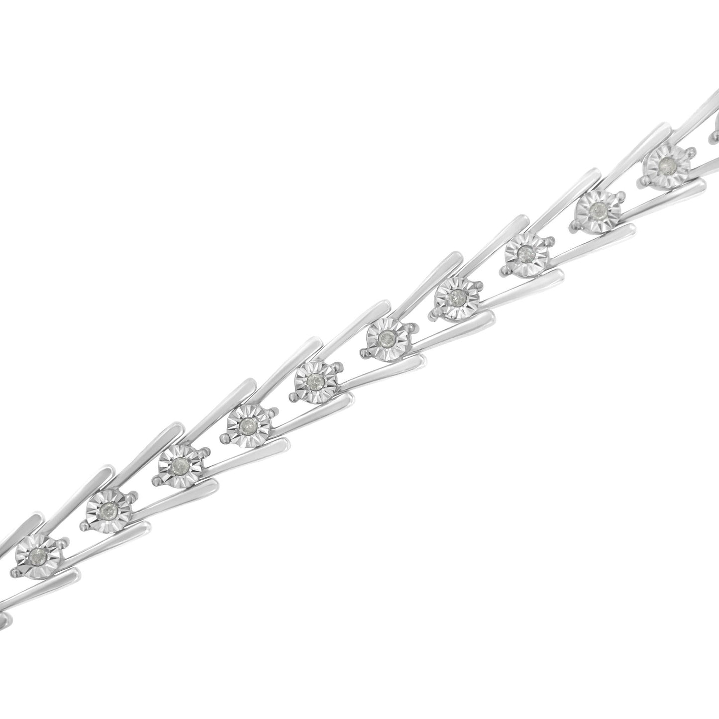 .925 Sterling Silver 1/4 cttw Miracle Set Diamond Sleek and Open "V"Bracelet (I-J Color, I3 Clarity) -7.5" - Bijoux-NYC Direct