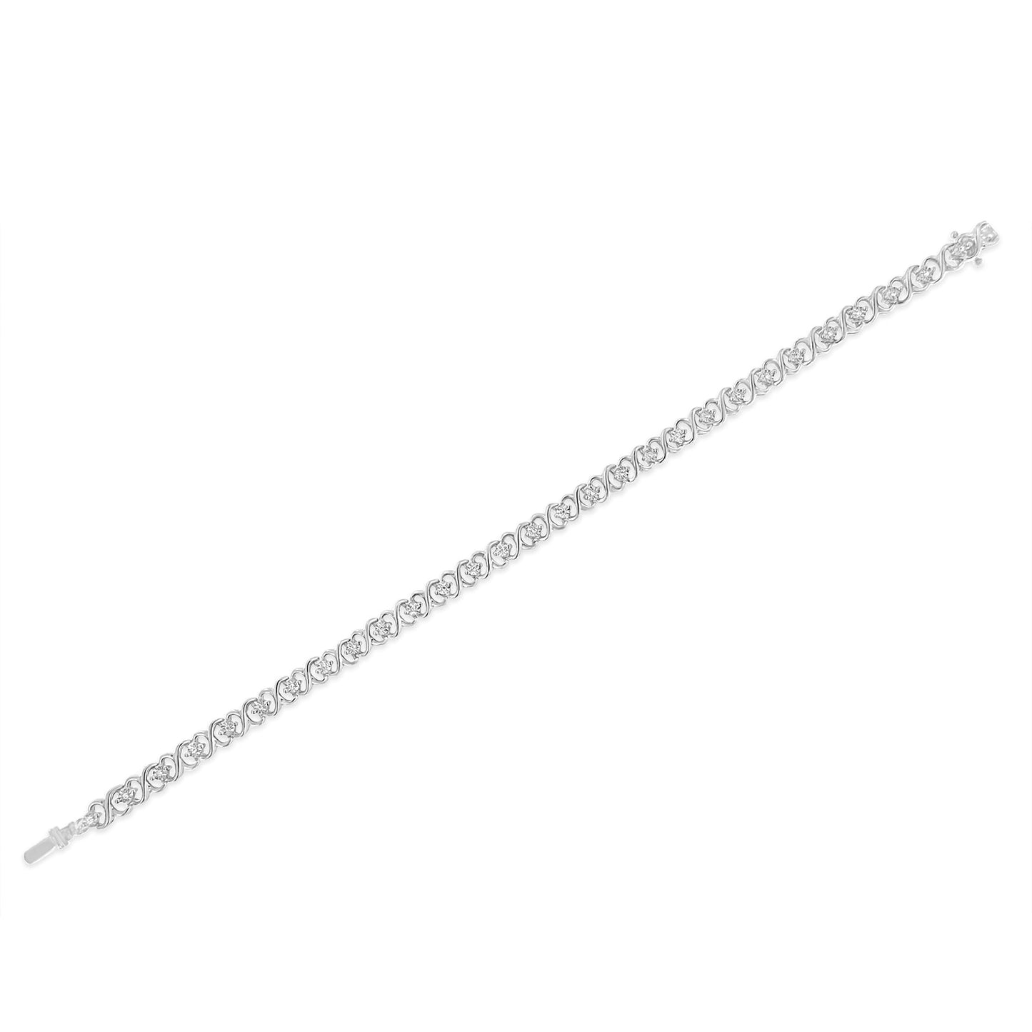 .925 Sterling Silver 1/6 Cttw Miracle Set Diamond Infinity Link and Station Tennis Bracelet (I-J Color, I3 Clarity) - 7.25 " Inches - Bijoux-NYC Direct