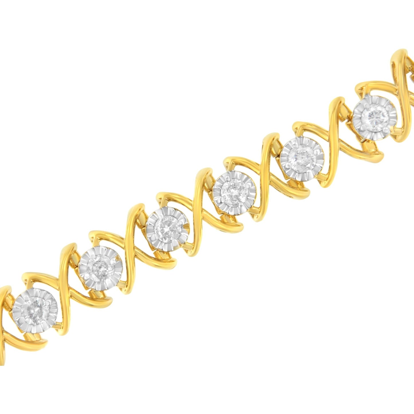 10K Yellow Gold Plated Sterling Silver 2 cttw Diamond "XOXO" Bracelet (J-K Clarity, I1-I2 Color) - Size 7.25" - Bijoux-NYC Direct