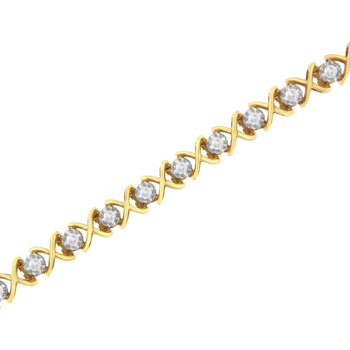 10K Yellow Gold Plated Sterling Silver 1 cttw Diamond Link Bracelet (J-K Clarity, I1-I2 Color) - Size 7" - Bijoux-NYC Direct