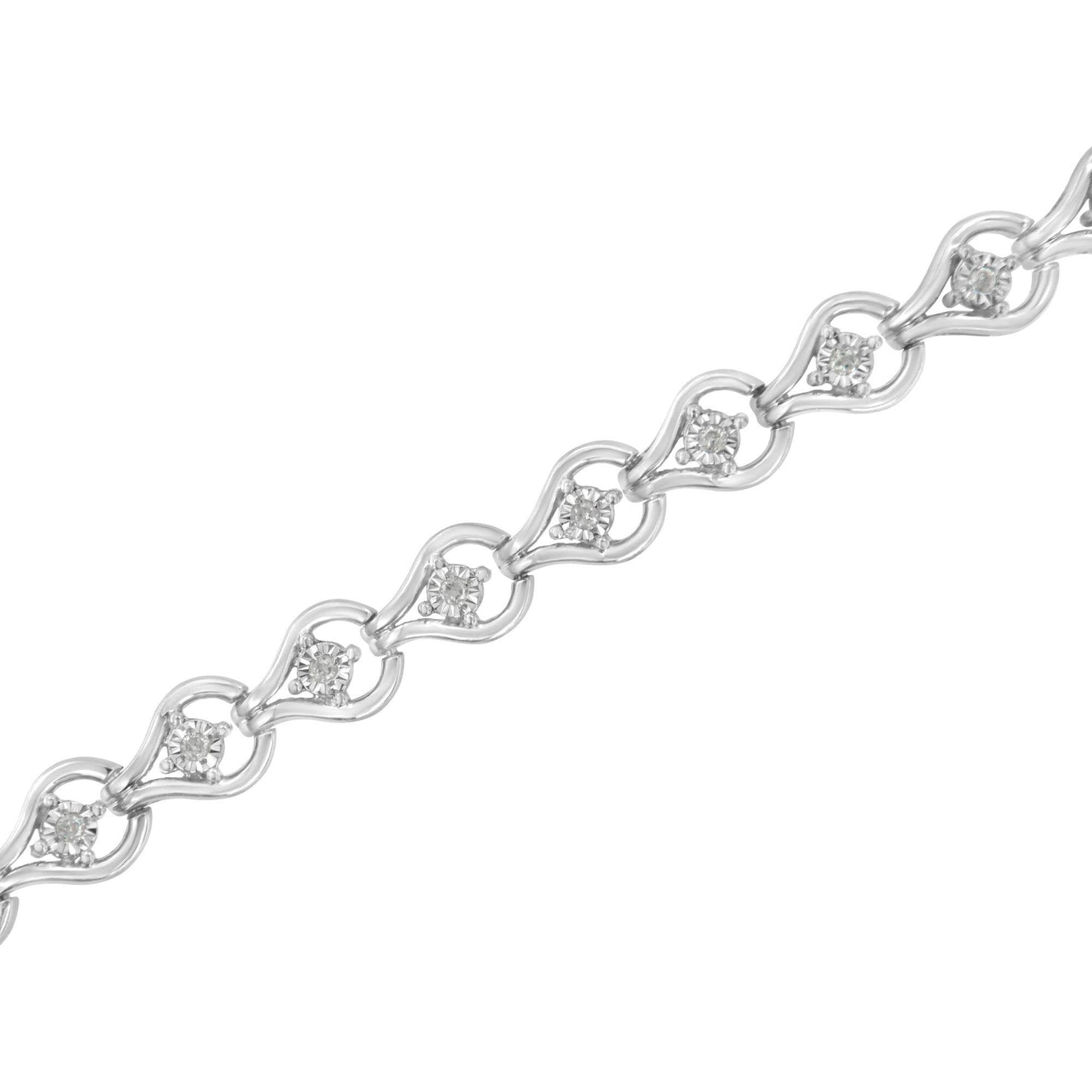 Sterling Silver Diamond Link Bracelet (1/4 cttw, I-J Color, I2-I3 Clarity) - Bijoux-NYC Direct