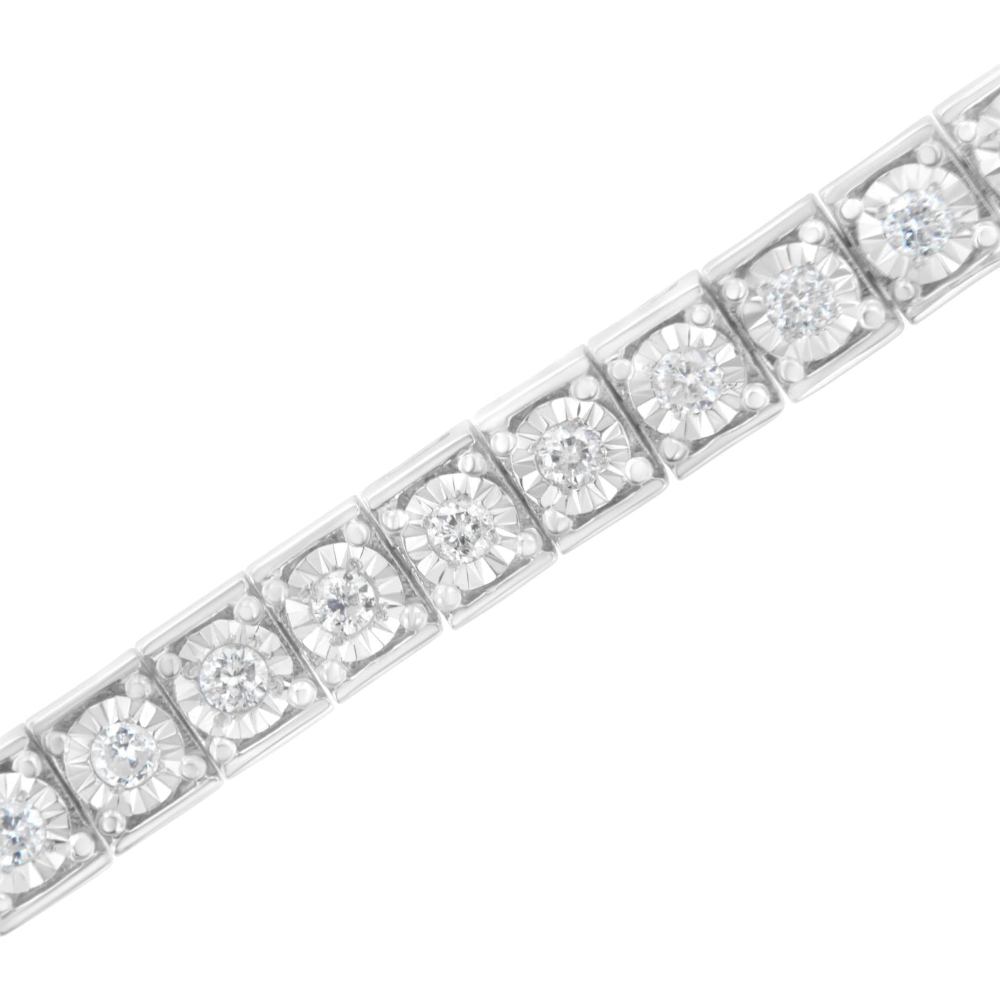 .925 Sterling Silver Brilliant-Cut Round Diamond Square Frame Miracle-Set Tennis Bracelet (2 cttw, I-J Color, I2-I3 Clarity) - Size 7" - Bijoux-NYC Direct