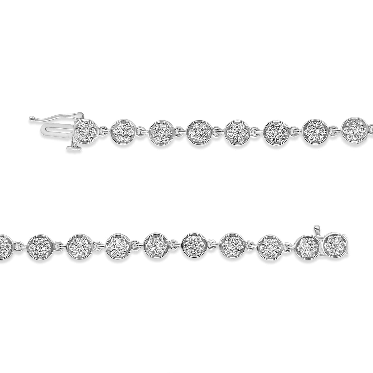 .925 Sterling Silver 2.0 Cttw Round Diamond Link Bracelet (G-H Color, I1-I2 Clarity) - 7.25" - Bijoux-NYC Direct