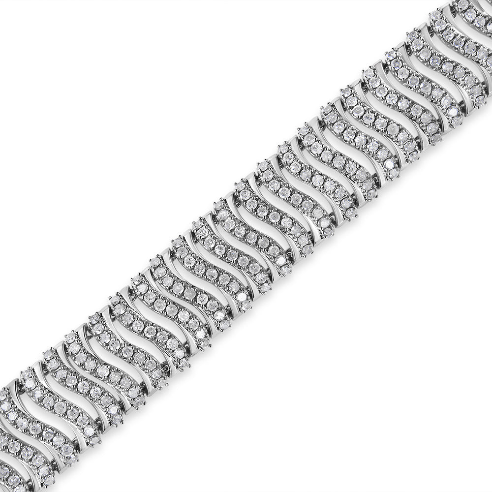 .925 Sterling Silver 5.00 Cttw Round-Cut Diamond "S" Link Bracelet (I-J Color, I3 Clarity) - Size 7.25 - Bijoux-NYC Direct