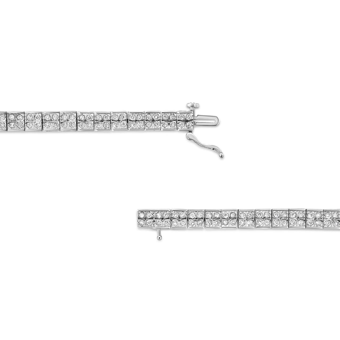 .925 Sterling Silver 2 Cttw Prong Set Round-Cut Diamond 4 Stone Box Link Bracelet (I-J Color, I3 Clarity) - 7.25" - Bijoux-NYC Direct