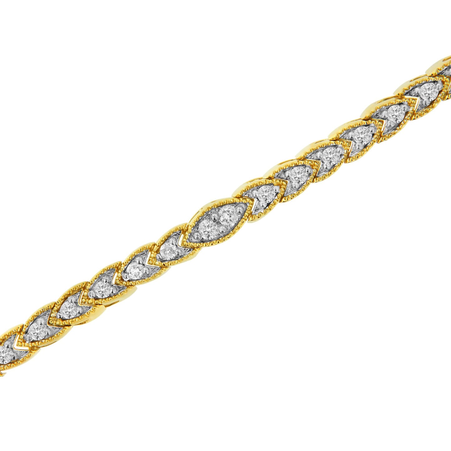 10K Yellow Gold Plated .925 Sterling Silver 1 cttw Prong-Set Diamond Pear Shape Link Bracelet (I-J Color, I1-I2 Clarity) - 7.25" - Bijoux-NYC Direct