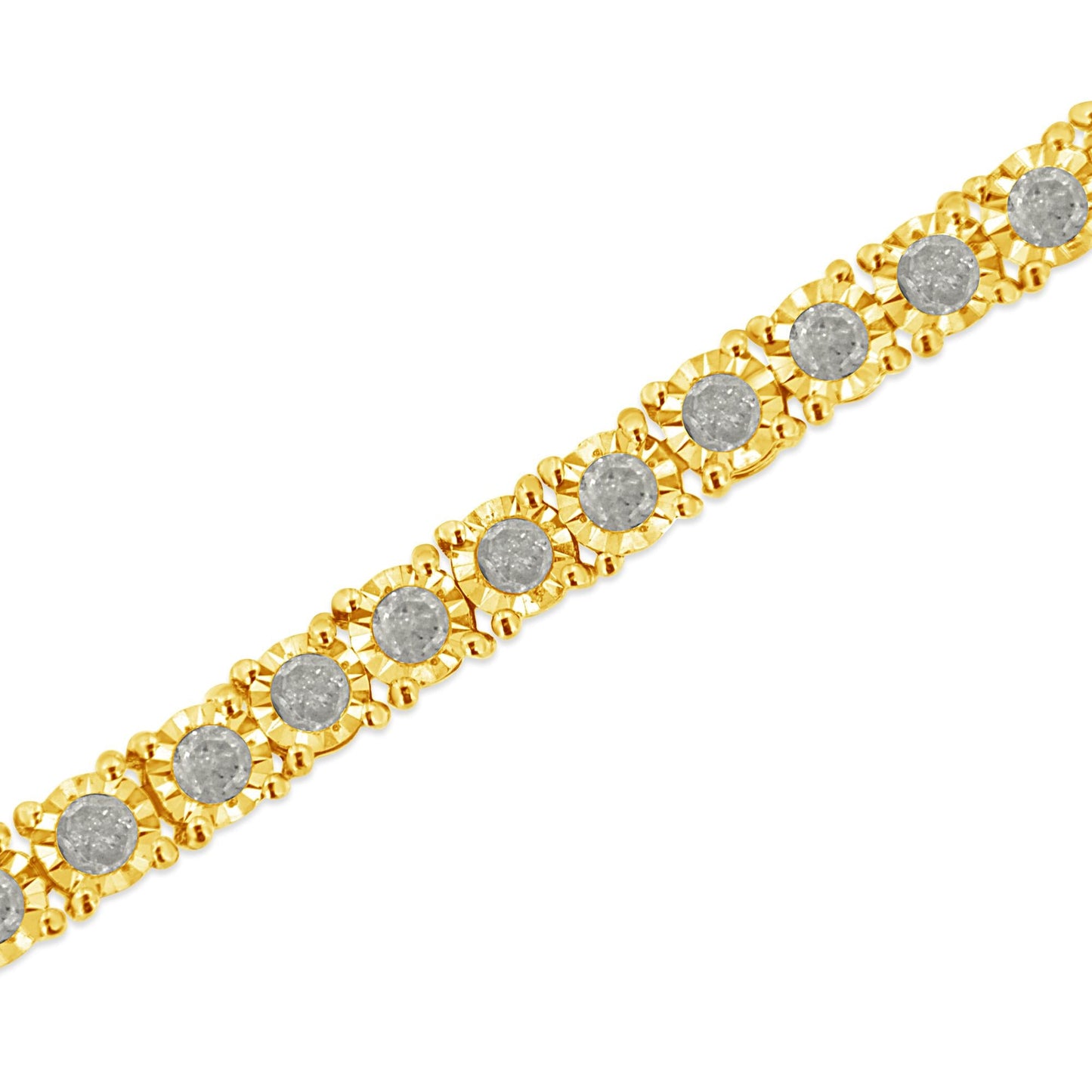 14K Yellow Gold Plated .925 Sterling Silver 3.0 Cttw Miracle-Set Diamond Tennis Bracelet (L-M Color, I2-I3 Clarity) - 7.25" - Bijoux-NYC Direct